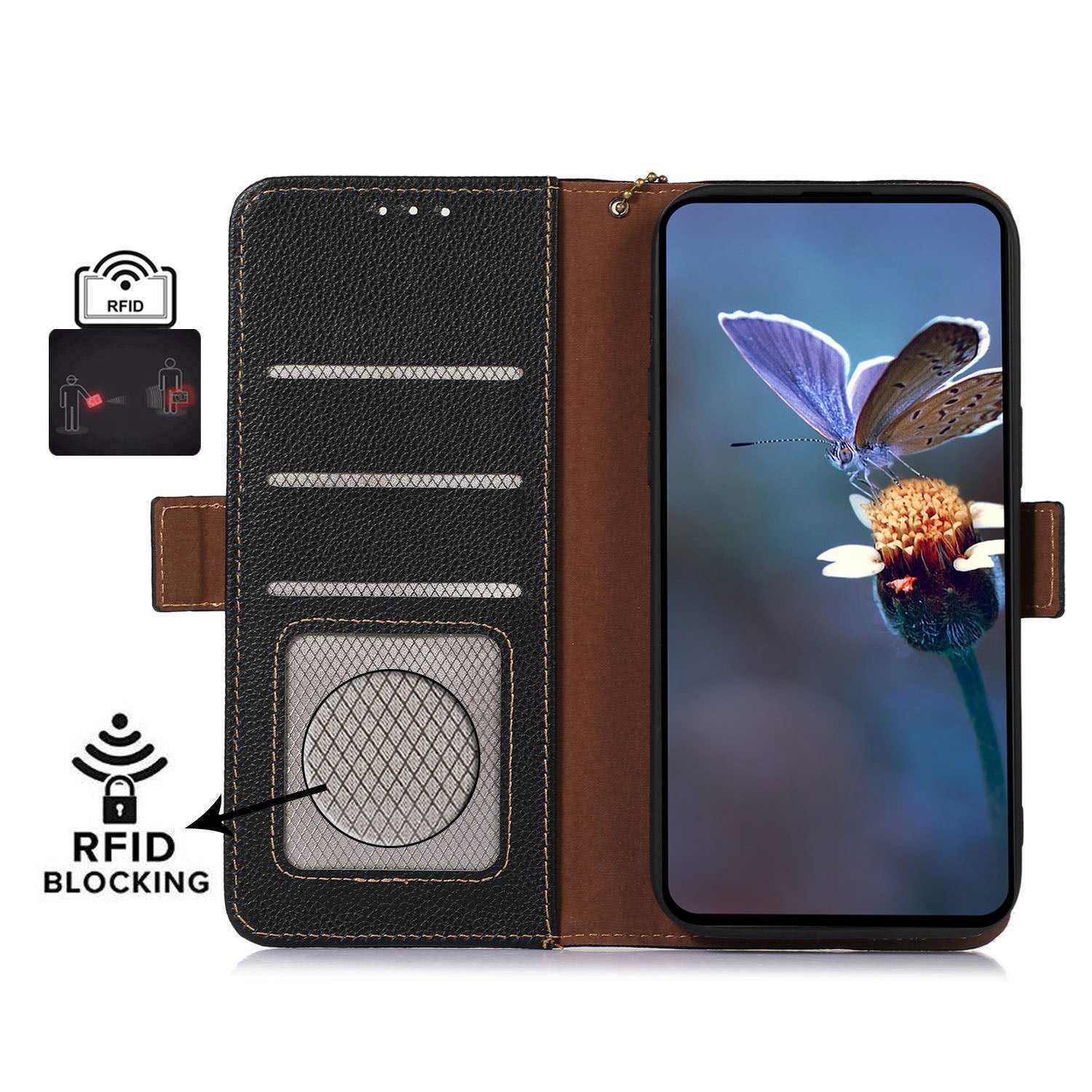 For Google Pixel 9 Case Genuine Cow Leather+TPU RFID Blocking Phone Wallet Cover