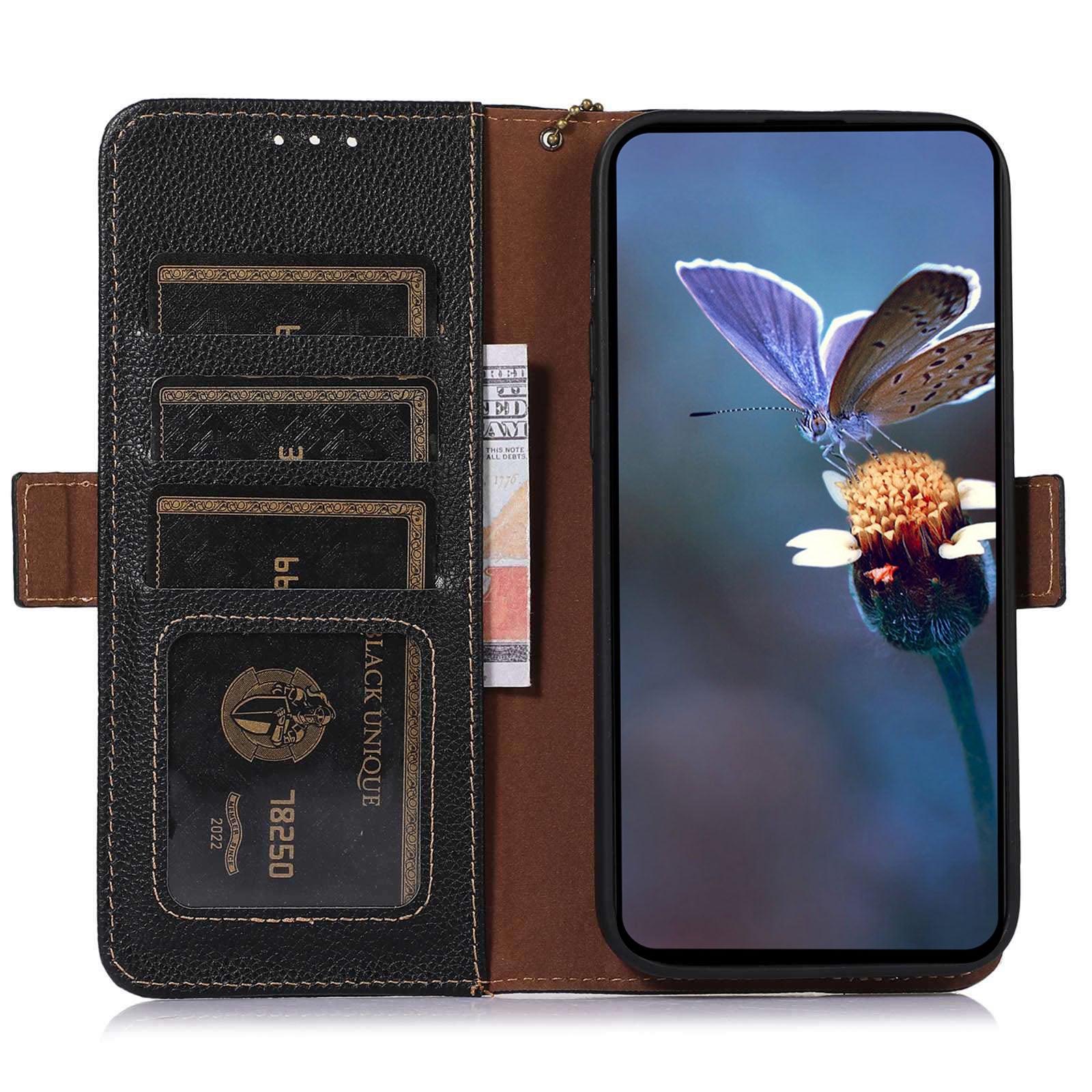 For Google Pixel 9 Case Genuine Cow Leather+TPU RFID Blocking Phone Wallet Cover