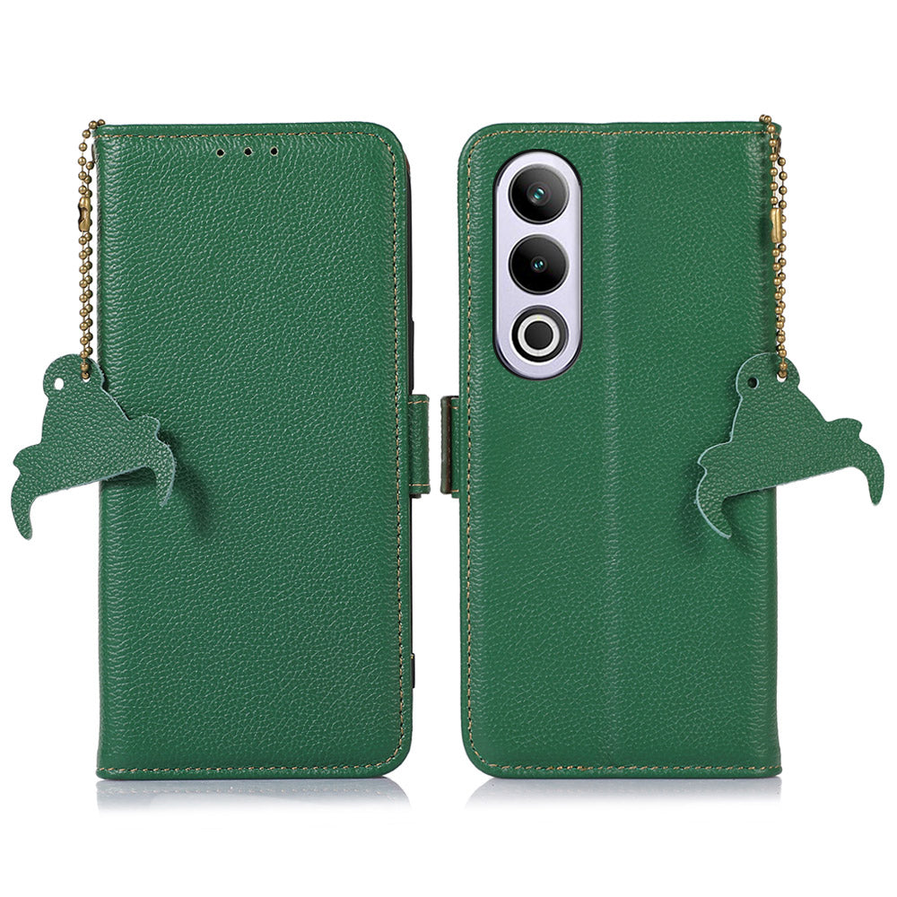 For OnePlus Nord CE4 5G / Ace 3V 5G Magnetic Case Genuine Cow Leather RFID Blocking Phone Cover