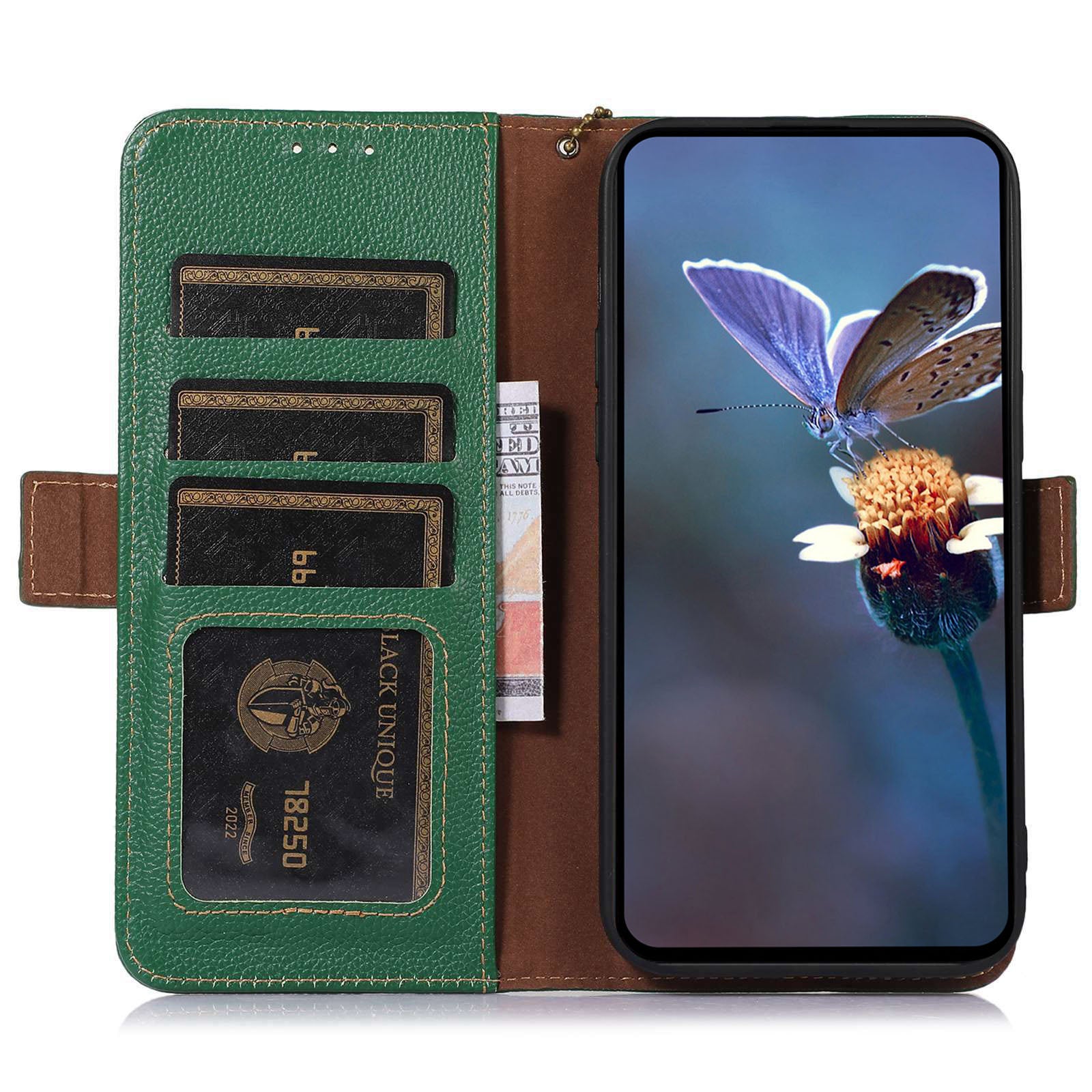 For OnePlus Nord CE4 5G / Ace 3V 5G Magnetic Case Genuine Cow Leather RFID Blocking Phone Cover