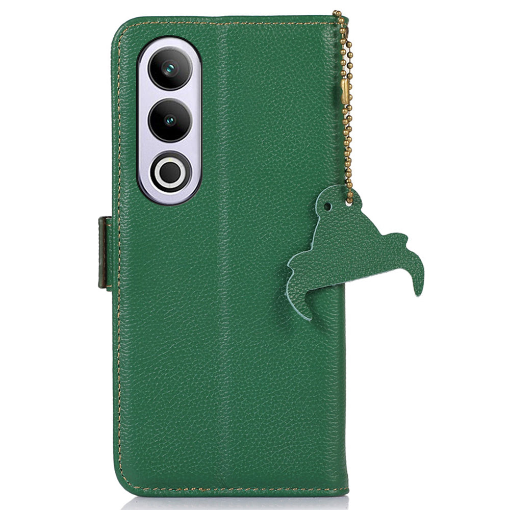 For OnePlus Nord CE4 5G / Ace 3V 5G Magnetic Case Genuine Cow Leather RFID Blocking Phone Cover