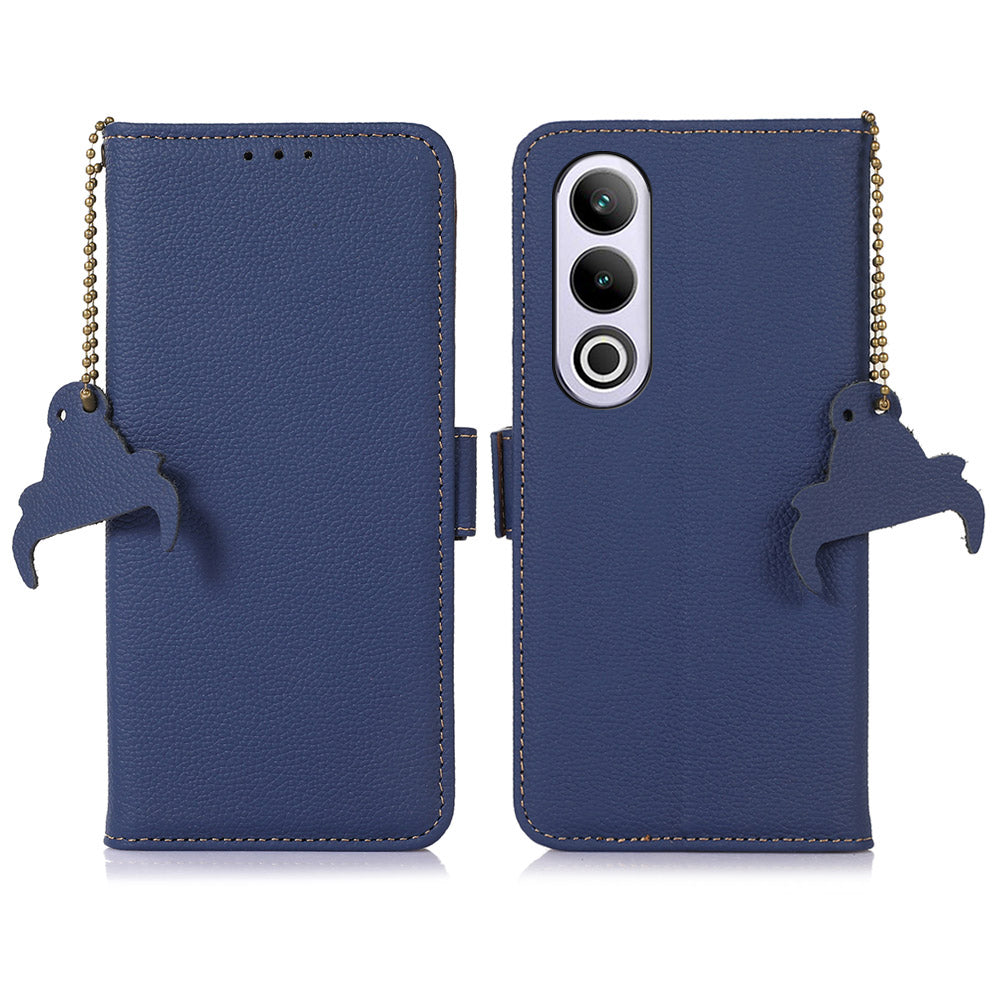 For OnePlus Nord CE4 5G / Ace 3V 5G Magnetic Case Genuine Cow Leather RFID Blocking Phone Cover