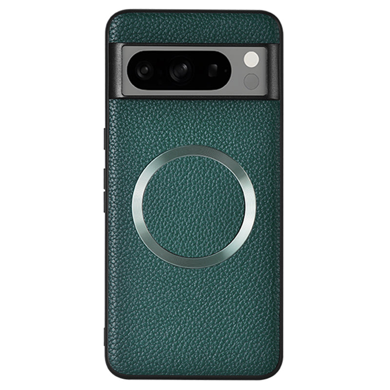 For Google Pixel 8 Pro Magnetic Phone Case Litchi Texture PU Leather Coated TPU Cover