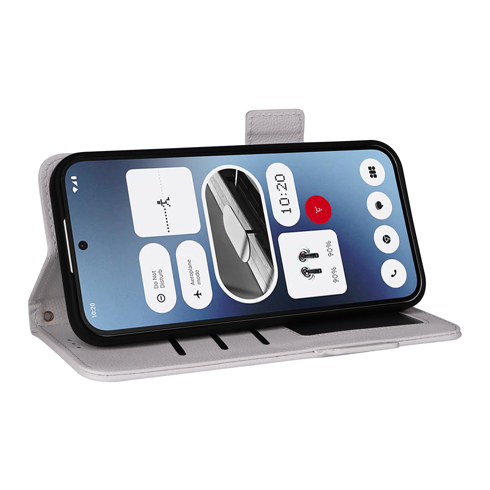 For Nothing Phone (2a) Case PU Leather Litchi Texture Folio Phone Cover with Wrist Strap