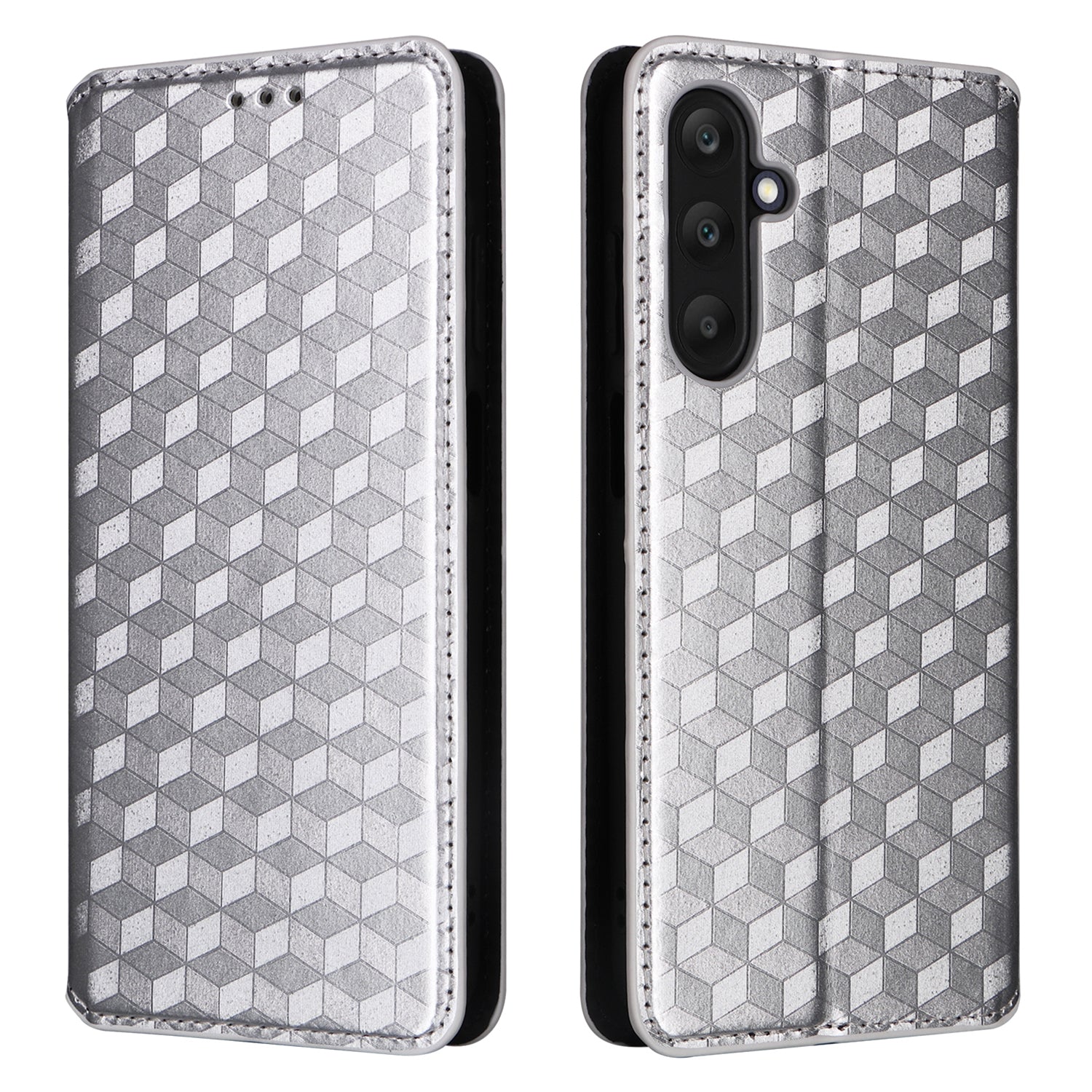 For Samsung Galaxy F15 5G / M15 5G Case Rhombus Pattern Leather Magnetic Folio Phone Cover