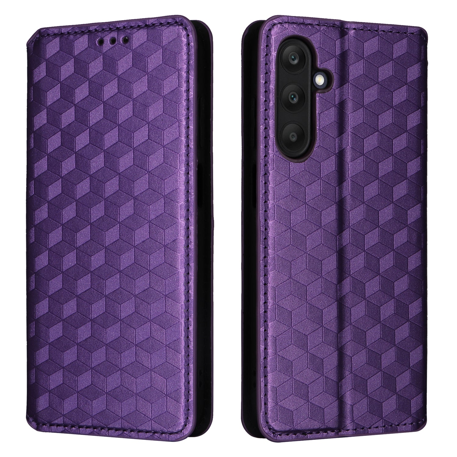 For Samsung Galaxy F15 5G / M15 5G Case Rhombus Pattern Leather Magnetic Folio Phone Cover