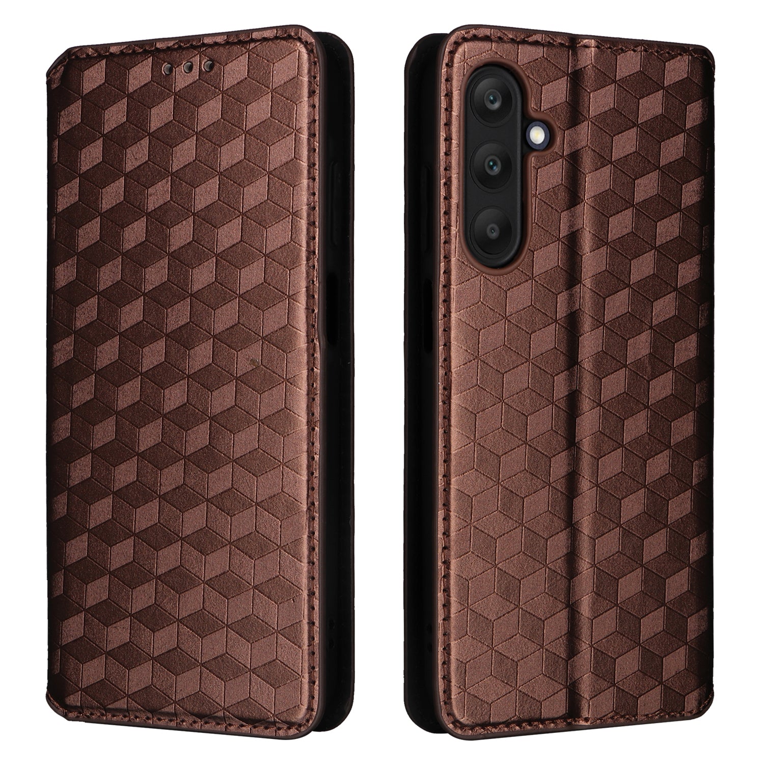 For Samsung Galaxy F15 5G / M15 5G Case Rhombus Pattern Leather Magnetic Folio Phone Cover