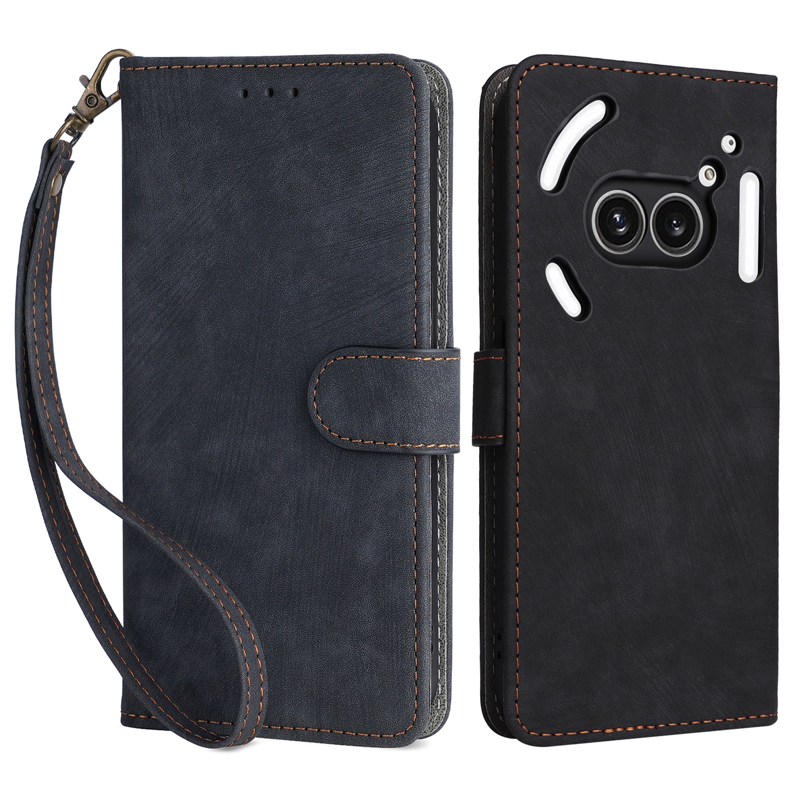 For Nothing Phone (2a) Leather Case with Strap RFID Blocking Wallet Phone Cover