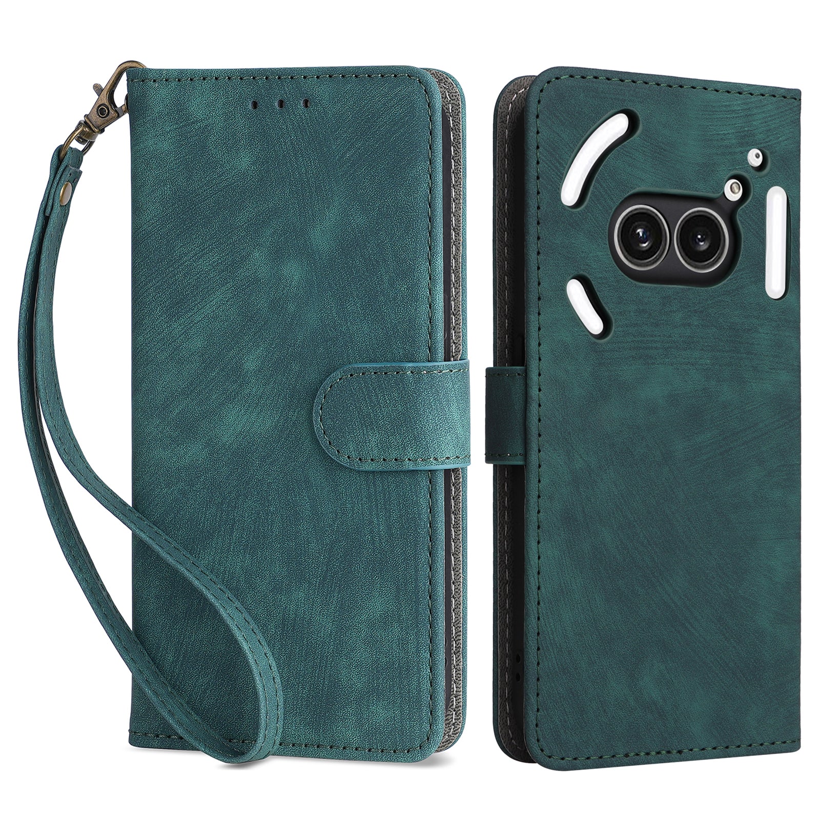 For Nothing Phone (2a) Leather Case with Strap RFID Blocking Wallet Phone Cover