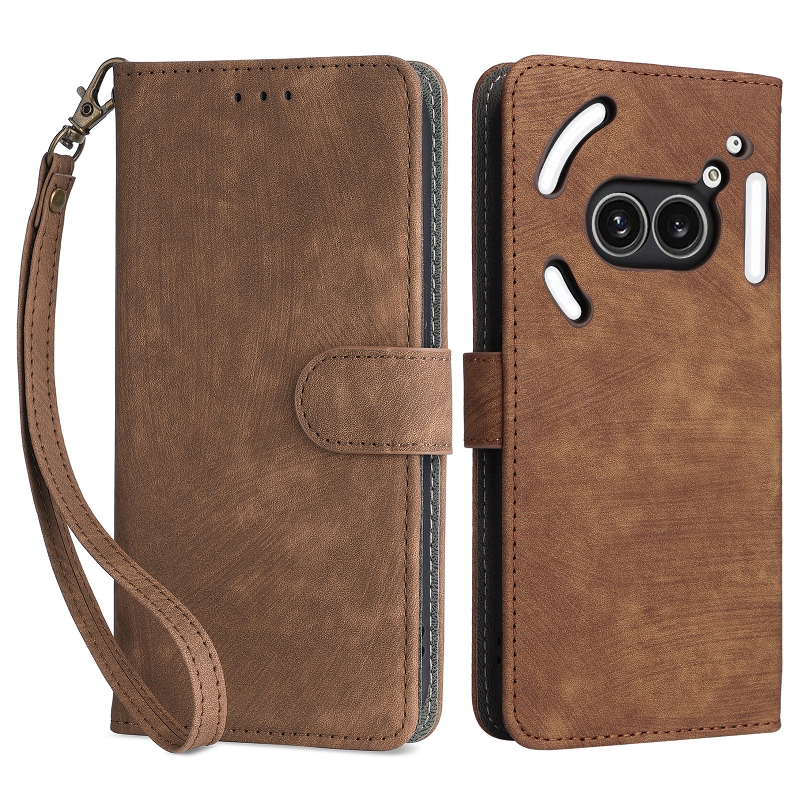 For Nothing Phone (2a) Leather Case with Strap RFID Blocking Wallet Phone Cover