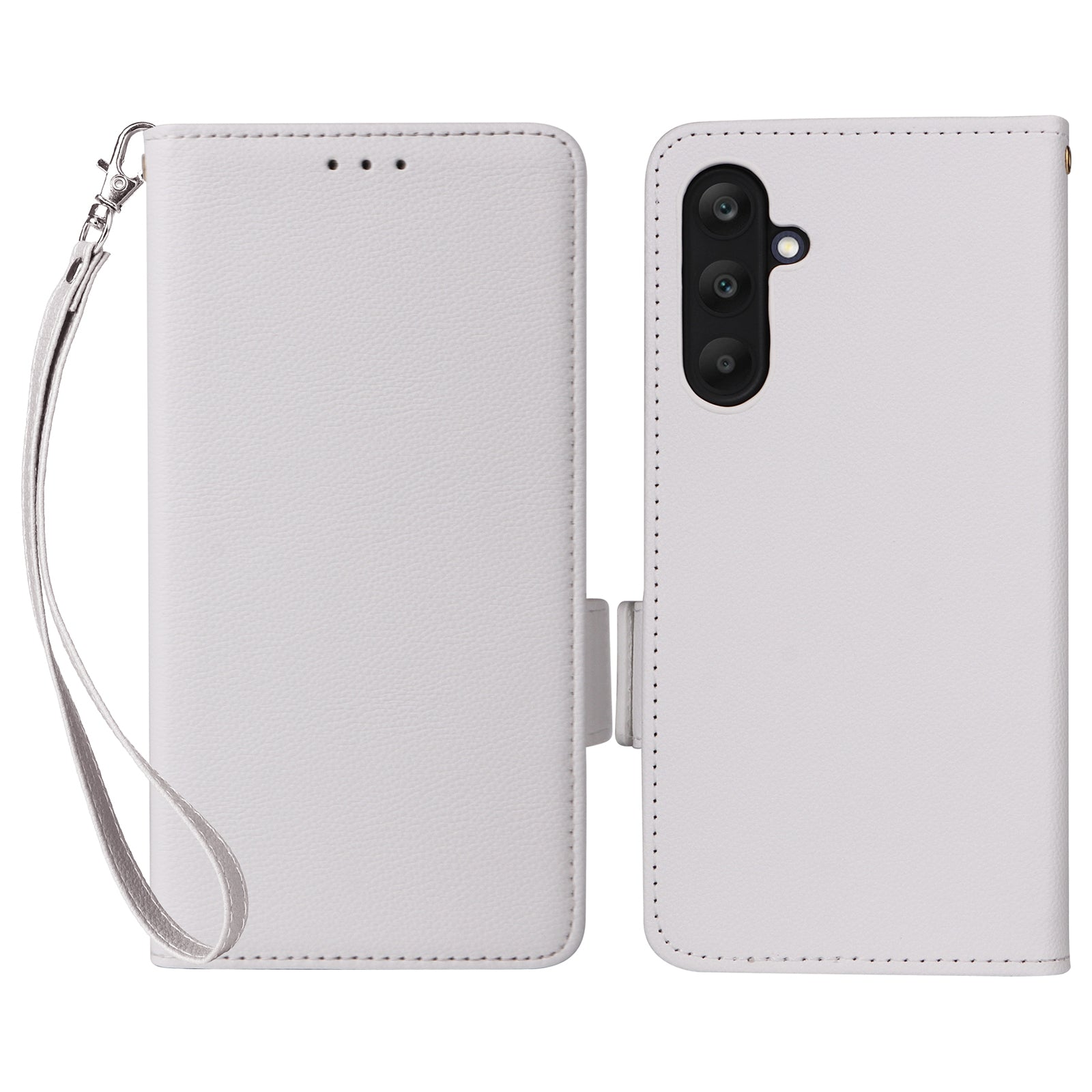 For Samsung Galaxy F15 5G / M15 5G Case Litchi Texture PU Leather Folio Phone Cover with Wrist Strap