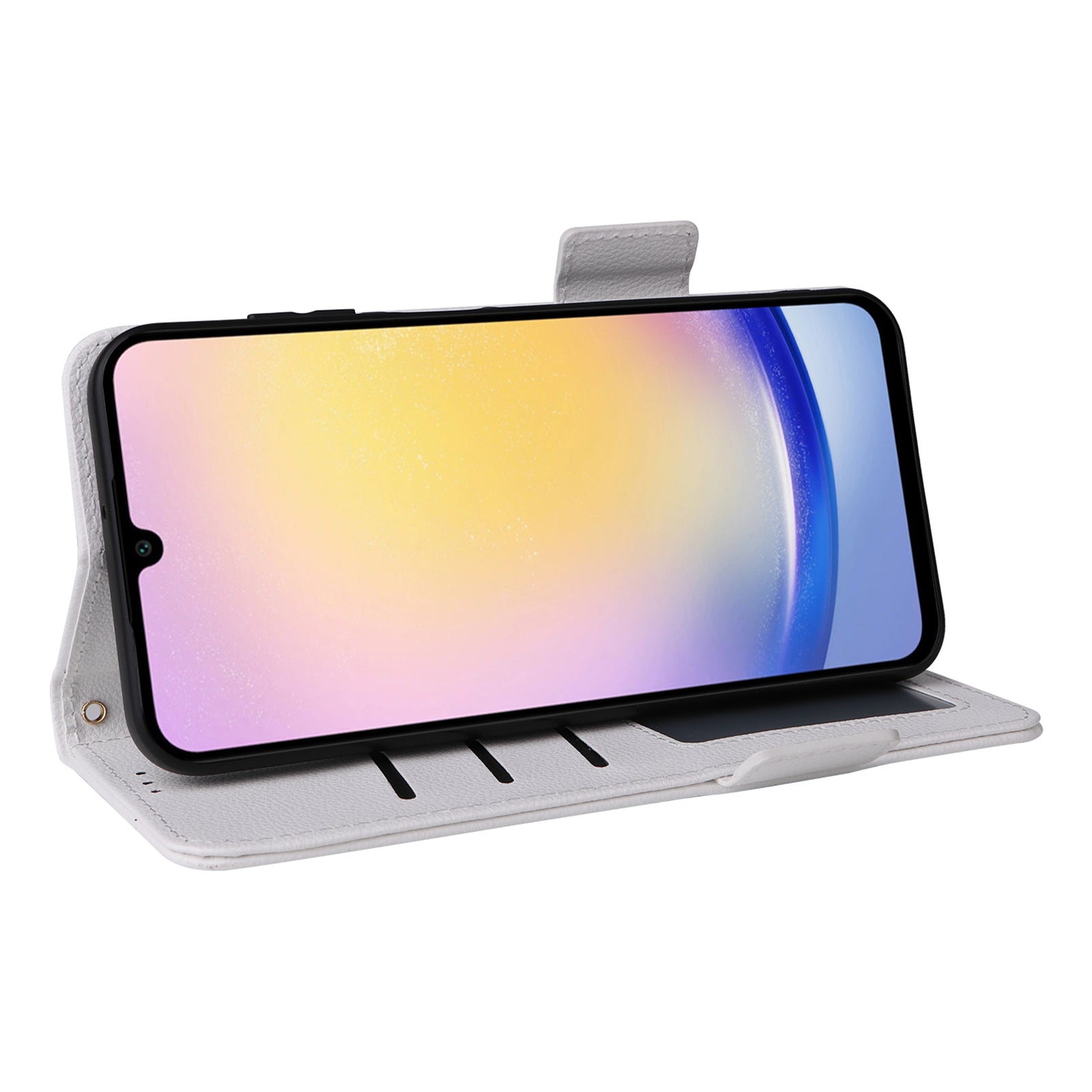 For Samsung Galaxy F15 5G / M15 5G Case Litchi Texture PU Leather Folio Phone Cover with Wrist Strap