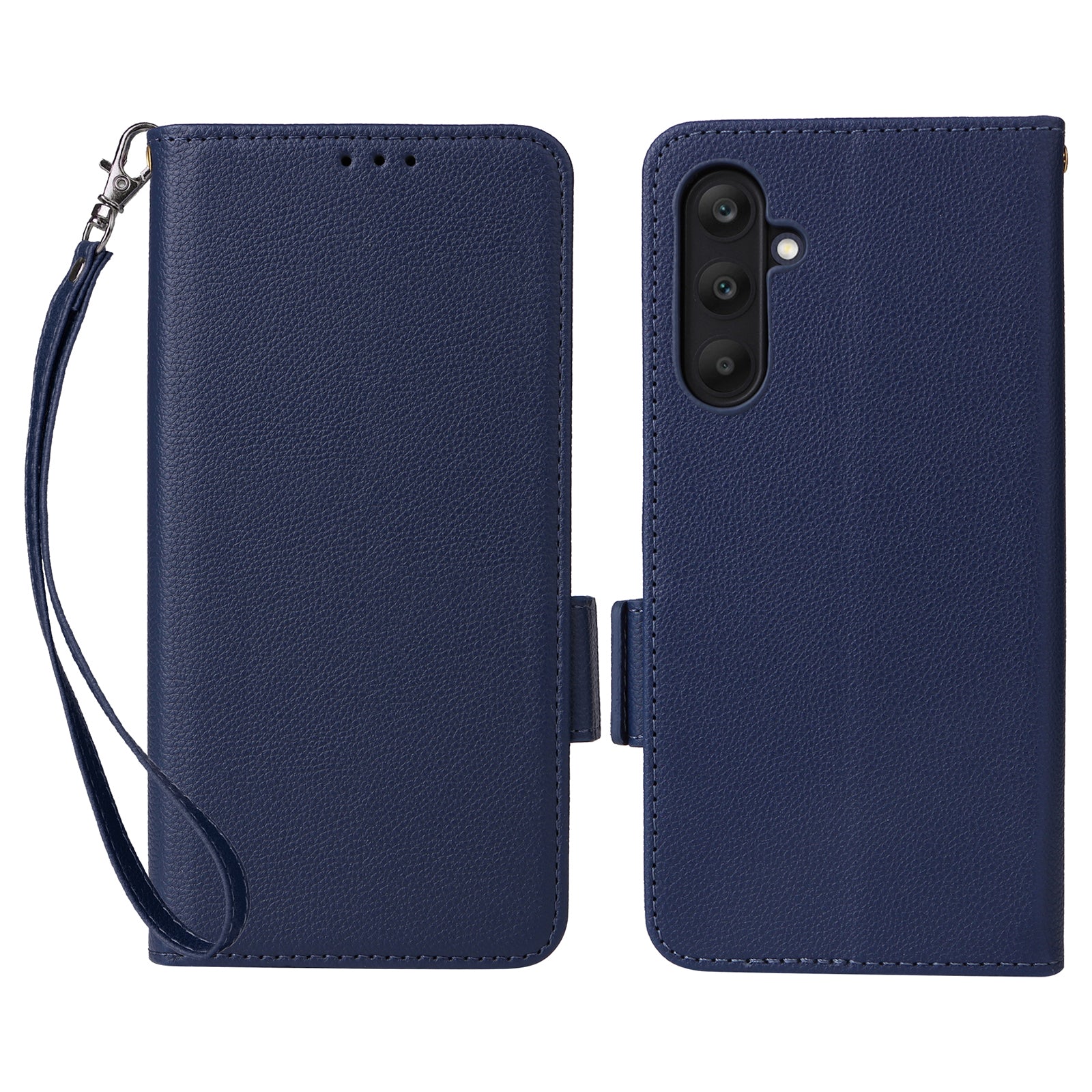 For Samsung Galaxy F15 5G / M15 5G Case Litchi Texture PU Leather Folio Phone Cover with Wrist Strap