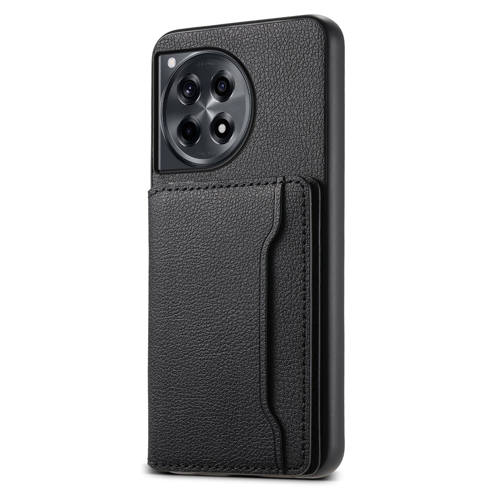 For OnePlus Ace 3 5G / 12R 5G Case Card Slots Leather Coated PC+TPU Kickstand Phone Cover