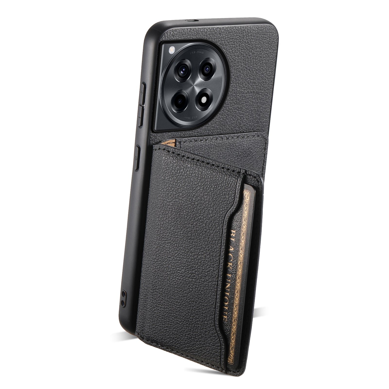 For OnePlus Ace 3 5G / 12R 5G Case Card Slots Leather Coated PC+TPU Kickstand Phone Cover