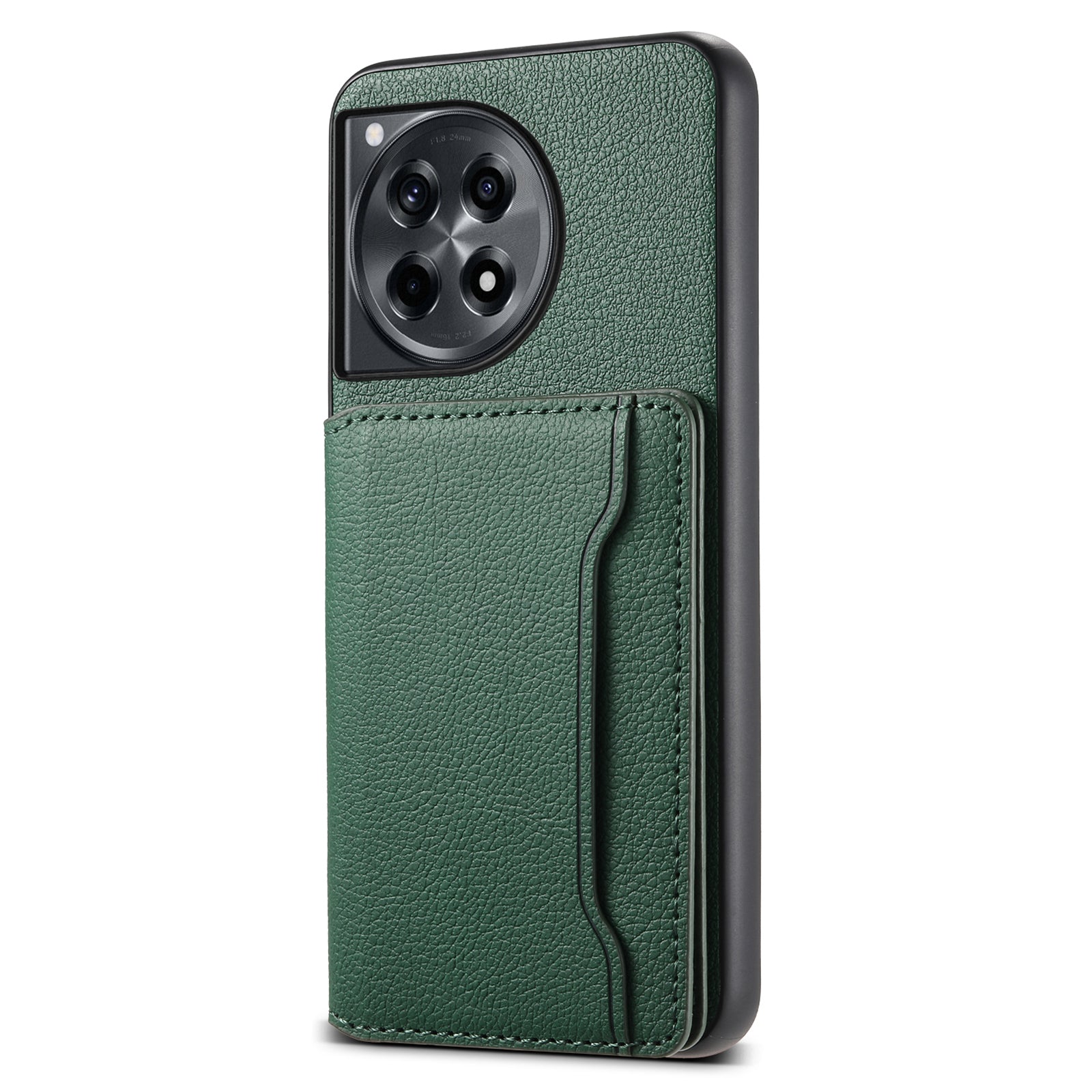 For OnePlus Ace 3 5G / 12R 5G Case Card Slots Leather Coated PC+TPU Kickstand Phone Cover