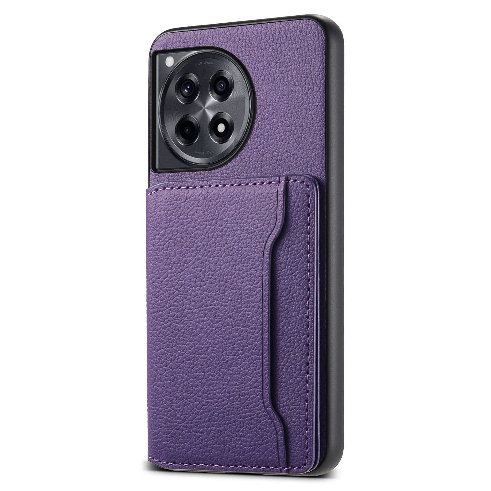 For OnePlus Ace 3 5G / 12R 5G Case Card Slots Leather Coated PC+TPU Kickstand Phone Cover