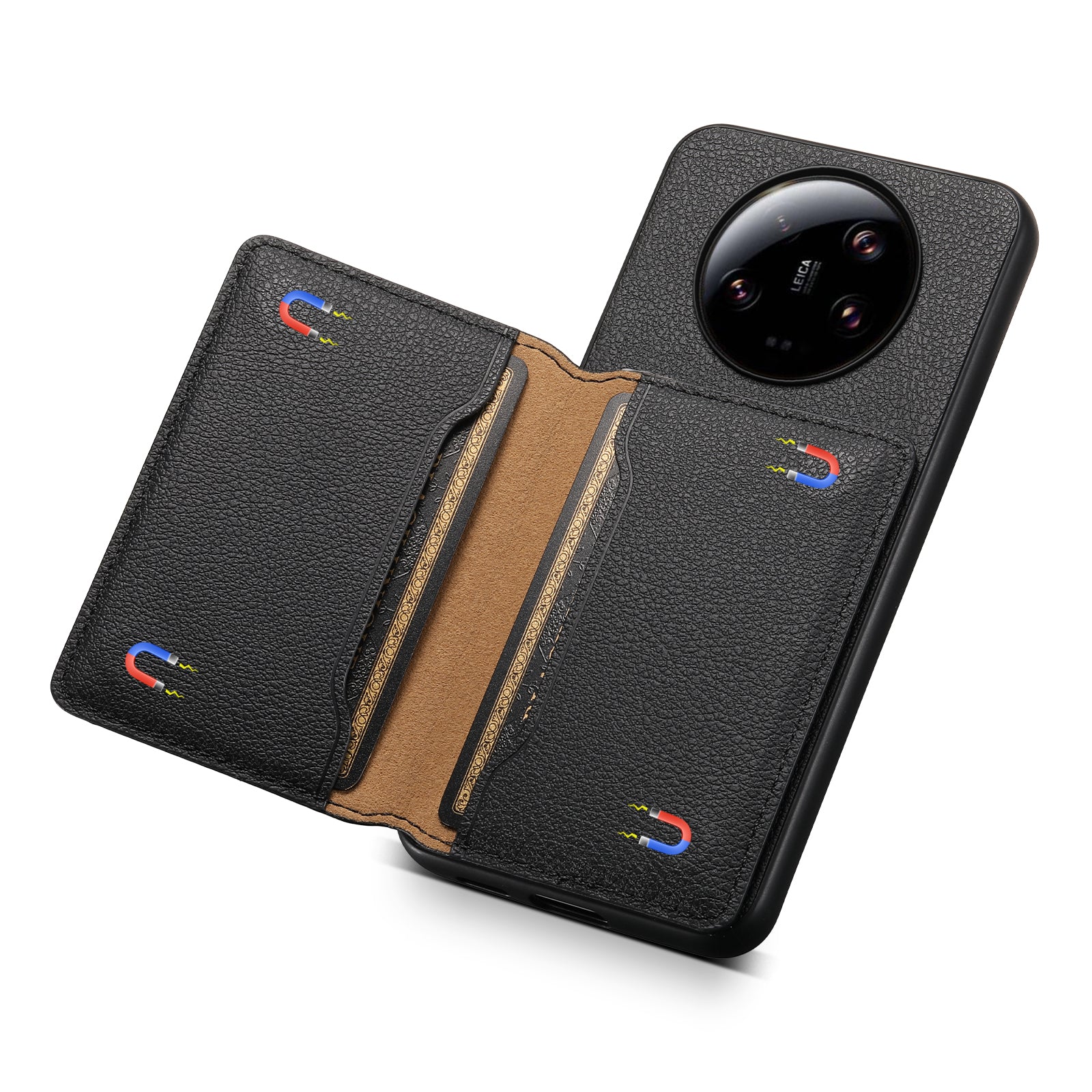 For Xiaomi 13 Ultra Card Holder Case PU Leather Coated PC+TPU Kickstand Phone Cover