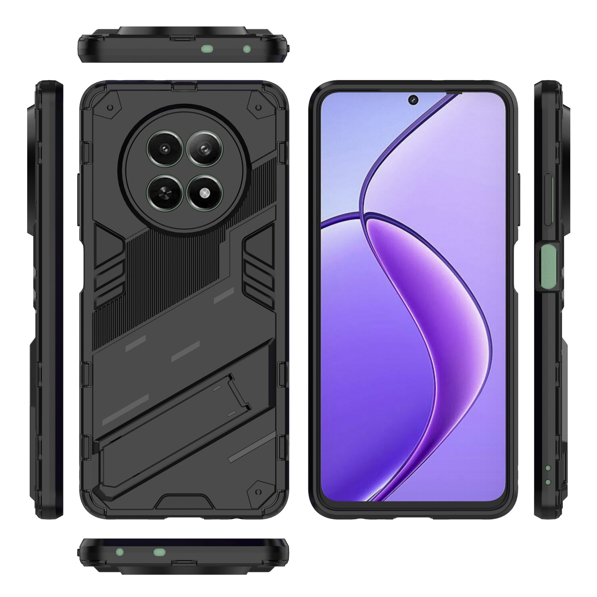 For Realme 12 Case PC+TPU Kickstand Anti-drop Phone Cover