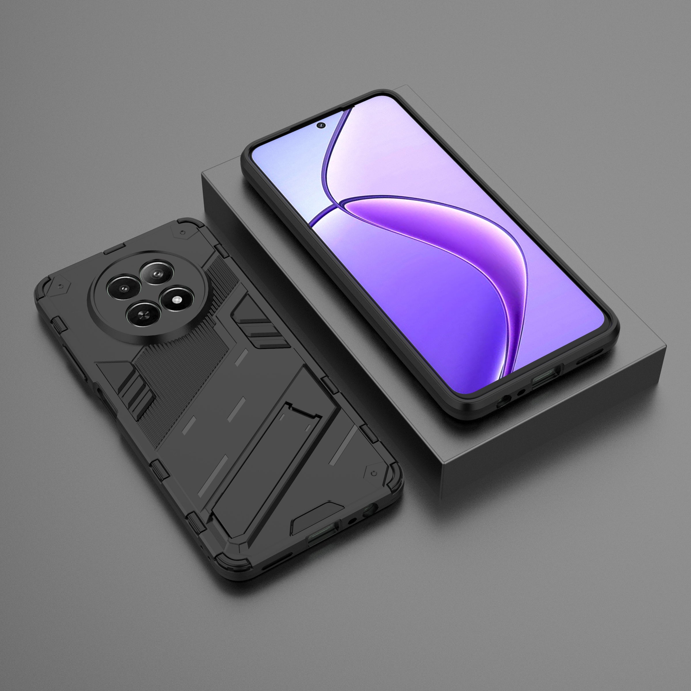 For Realme 12 Case PC+TPU Kickstand Anti-drop Phone Cover