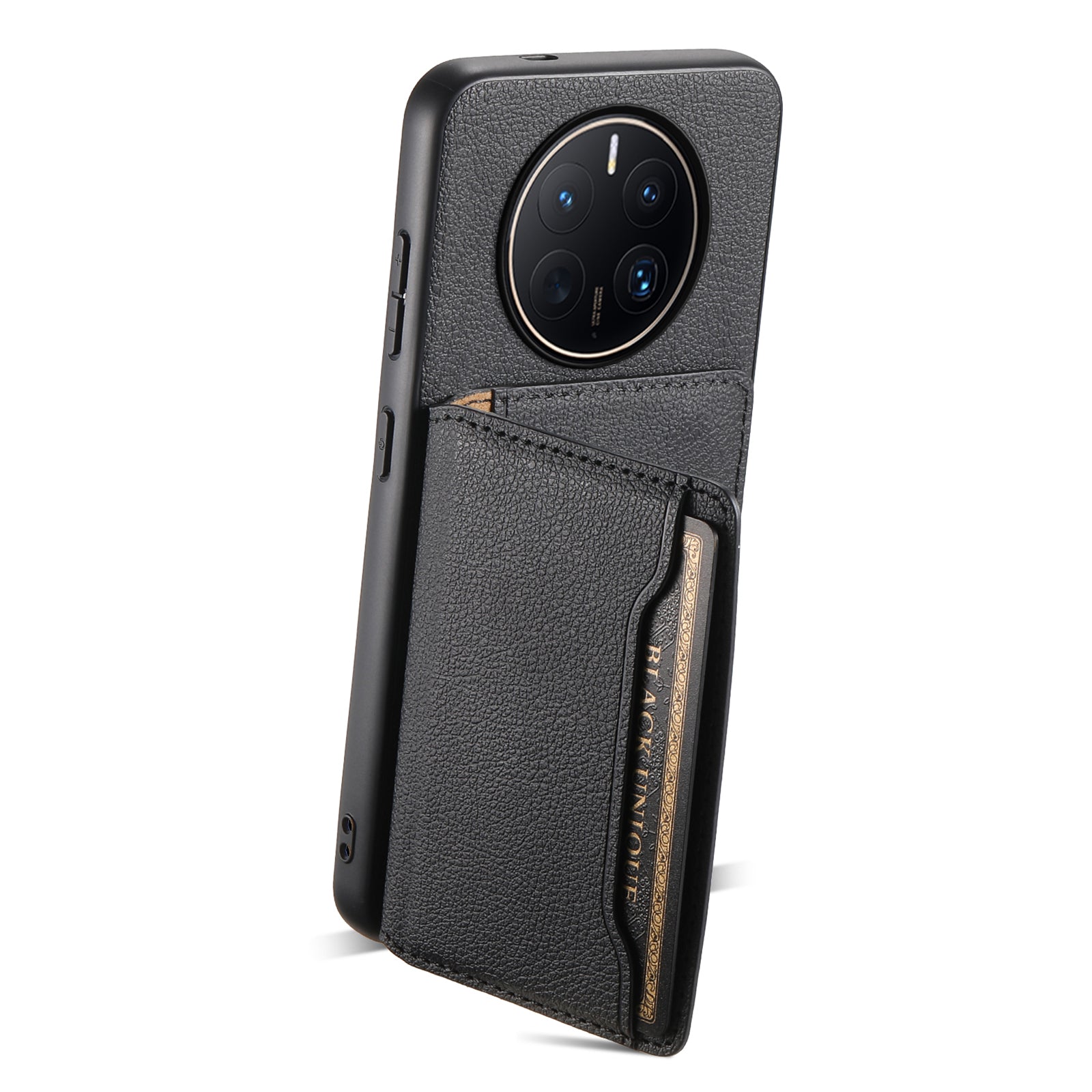 For Huawei Mate 50 Pro 4G Card Slots Case Calf Texture PU+TPU Kickstand Phone Cover