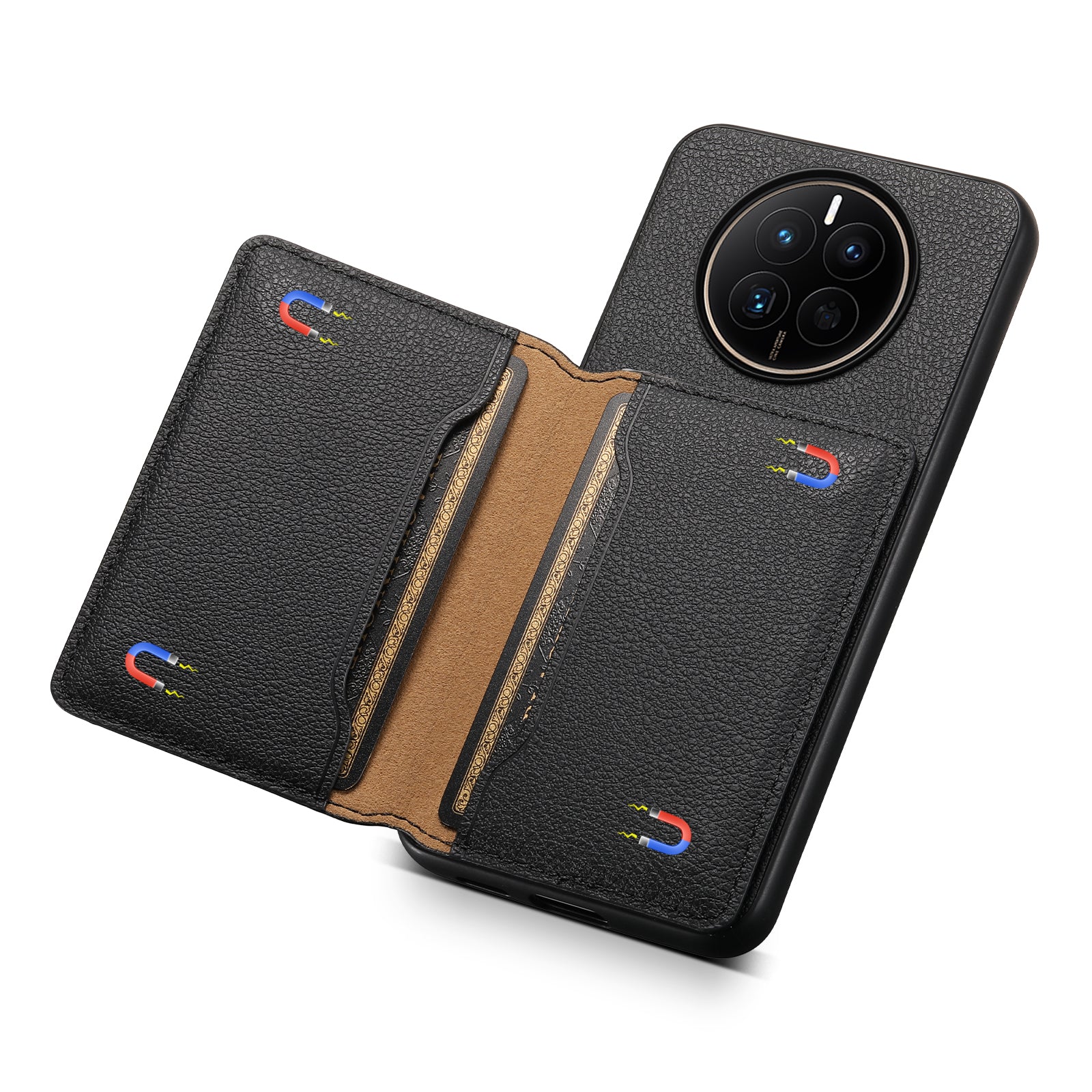 For Huawei Mate 50 4G Shockproof Case Leather+PC+TPU Kickstand Phone Shell