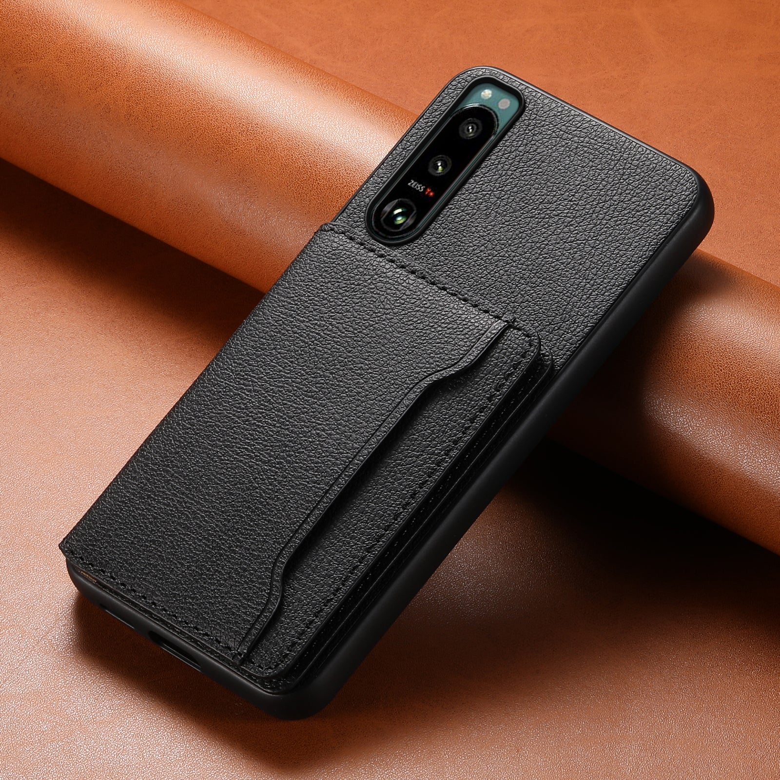 For Sony Xperia 5 III 5G Case Leather+PC+TPU Hybrid Phone Cover with Card Slots