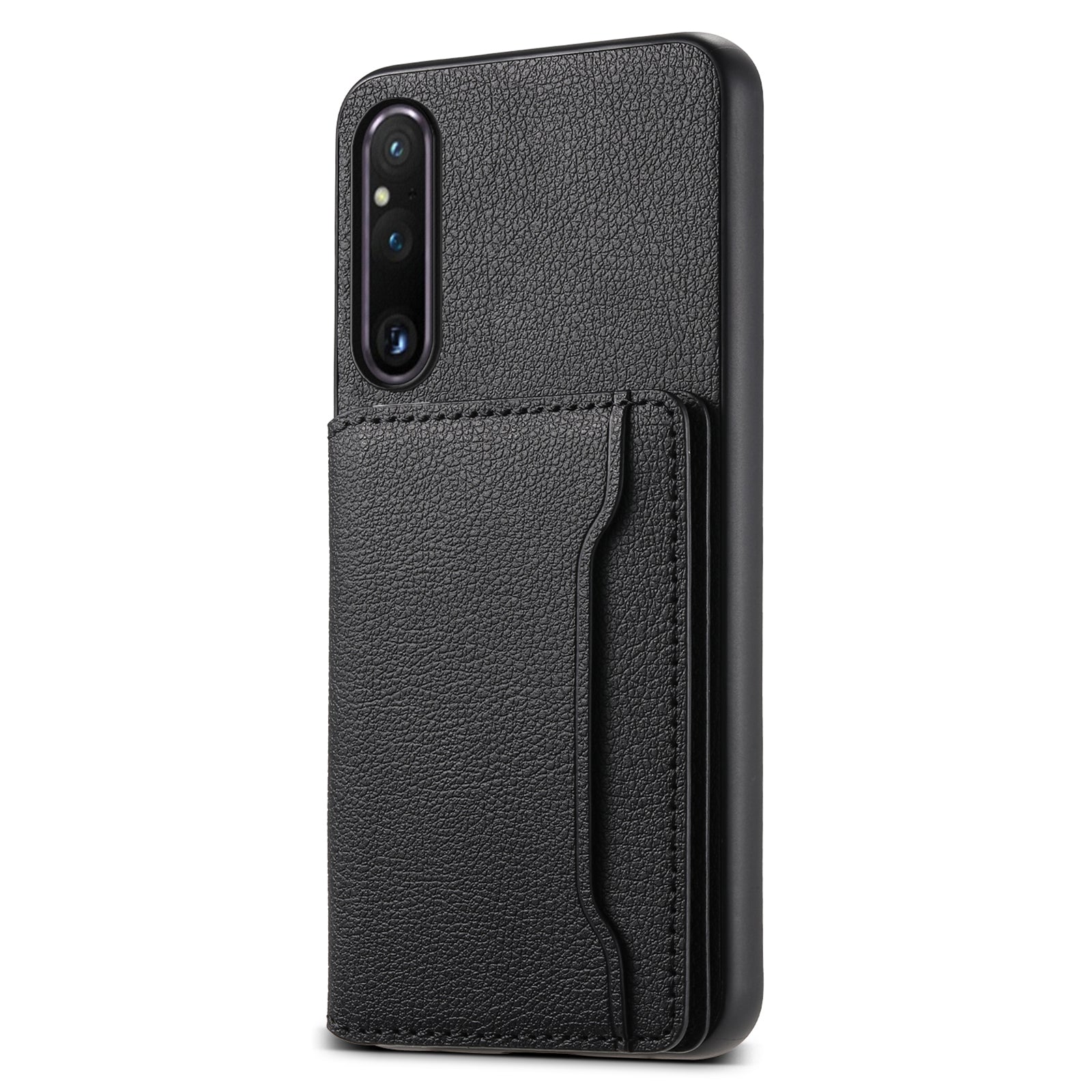 For Sony Xperia 1 V Kickstand Case Leather+PC+TPU Anti-scratch Mobile Phone Cover