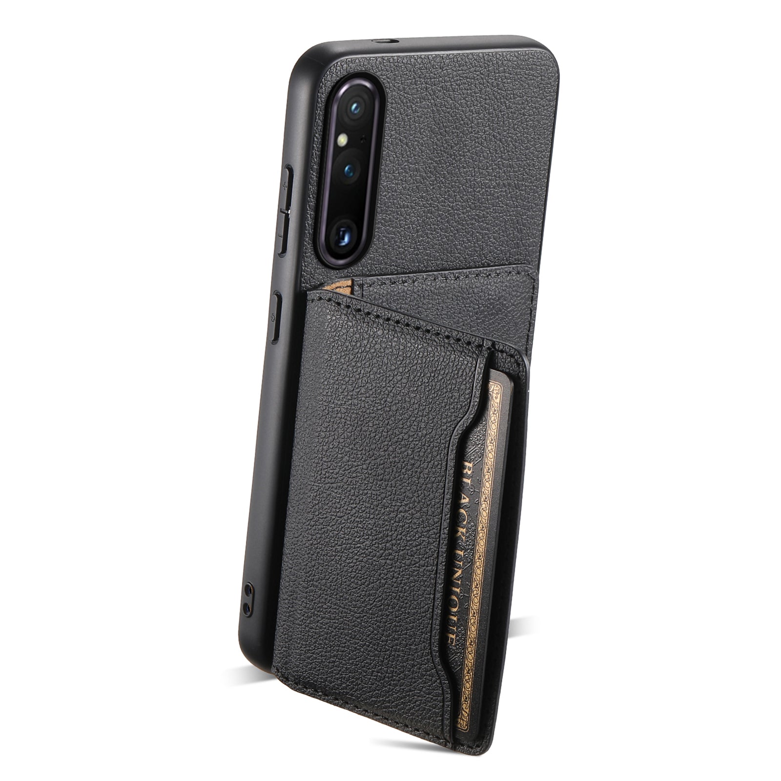 For Sony Xperia 1 V Kickstand Case Leather+PC+TPU Anti-scratch Mobile Phone Cover