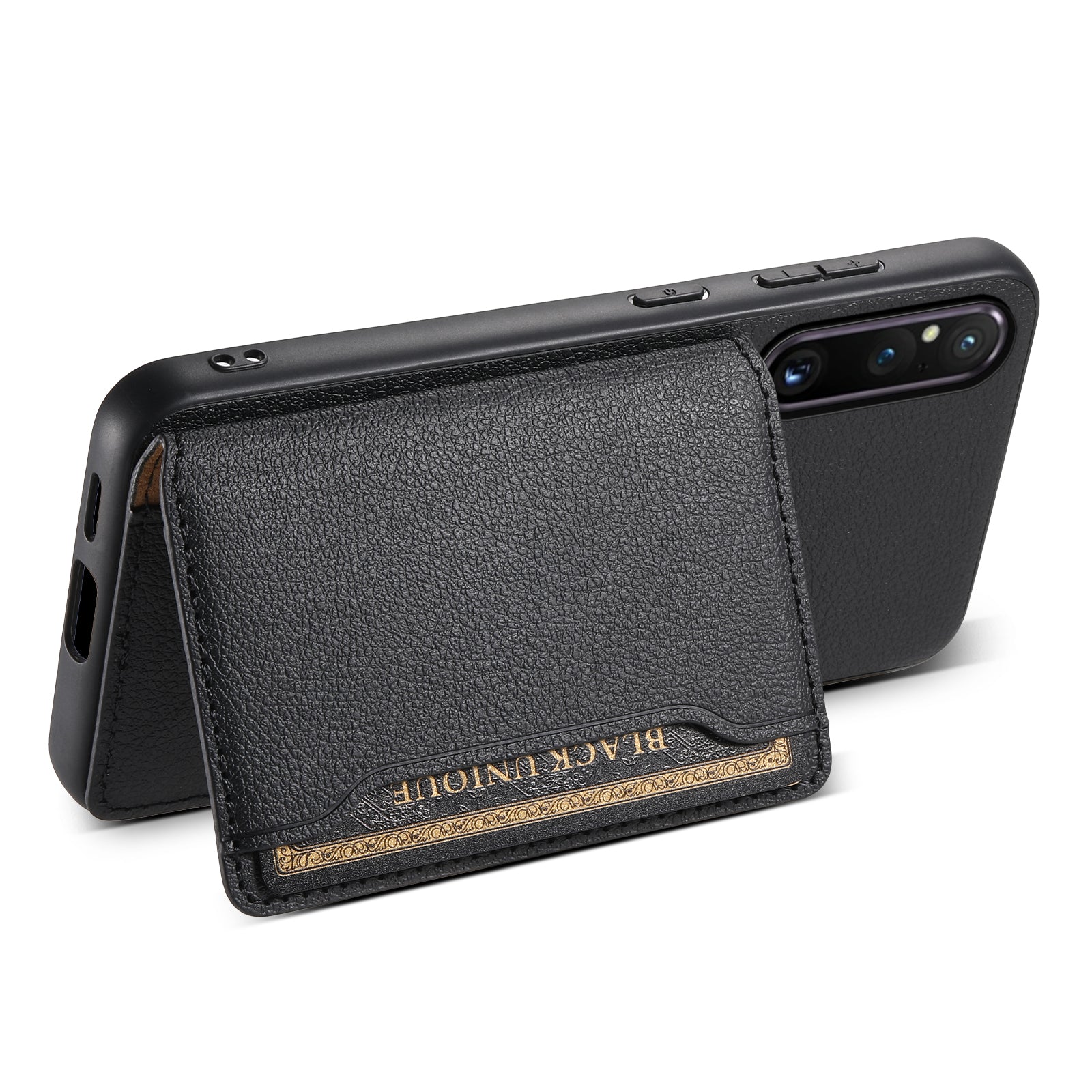 For Sony Xperia 1 V Kickstand Case Leather+PC+TPU Anti-scratch Mobile Phone Cover