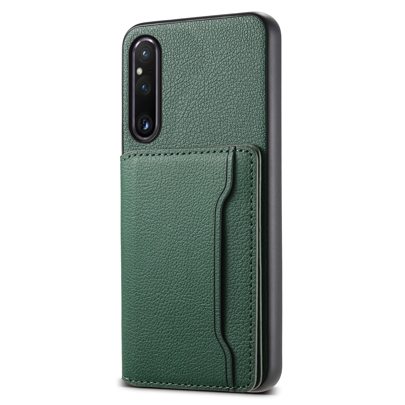 For Sony Xperia 1 V Kickstand Case Leather+PC+TPU Anti-scratch Mobile Phone Cover