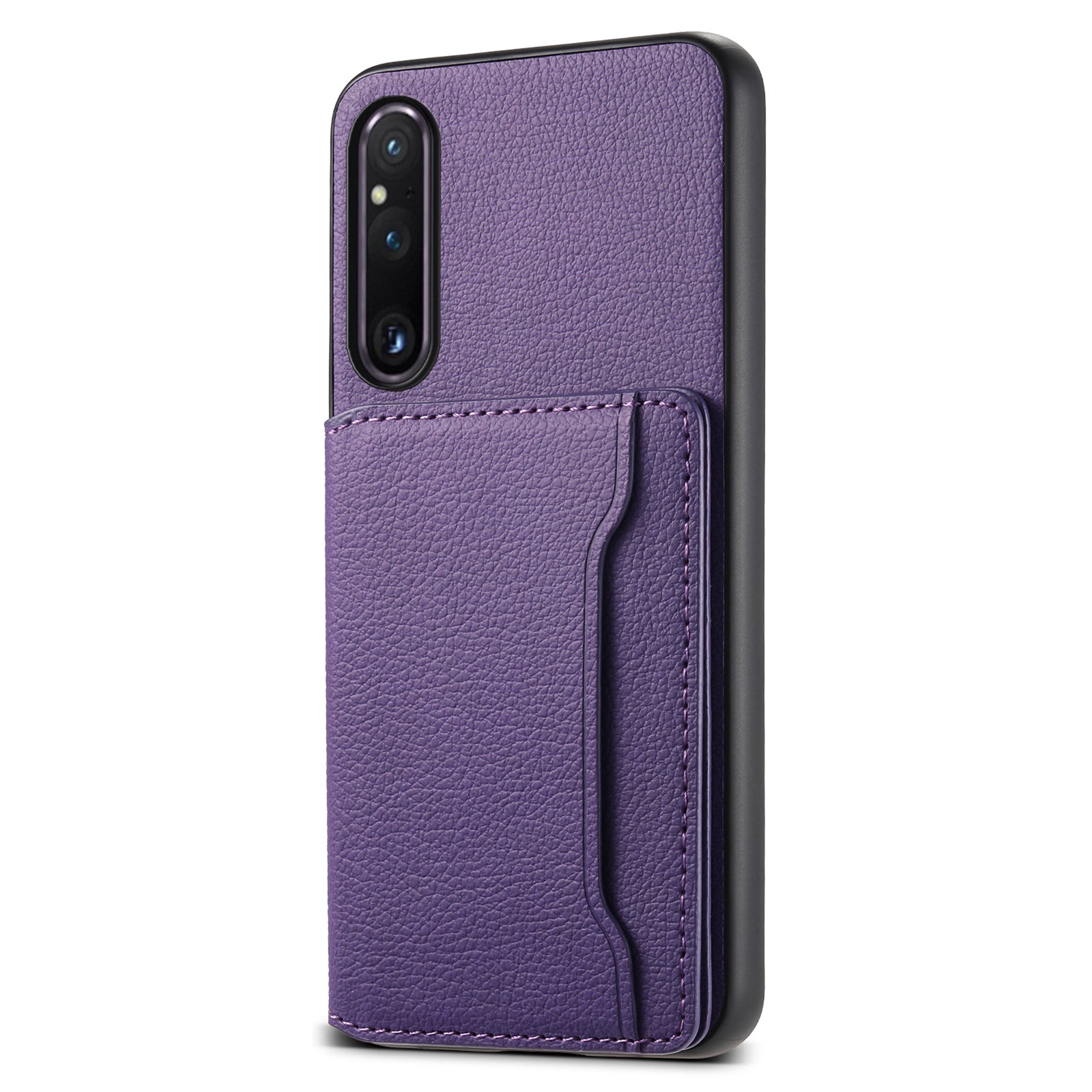 For Sony Xperia 1 V Kickstand Case Leather+PC+TPU Anti-scratch Mobile Phone Cover