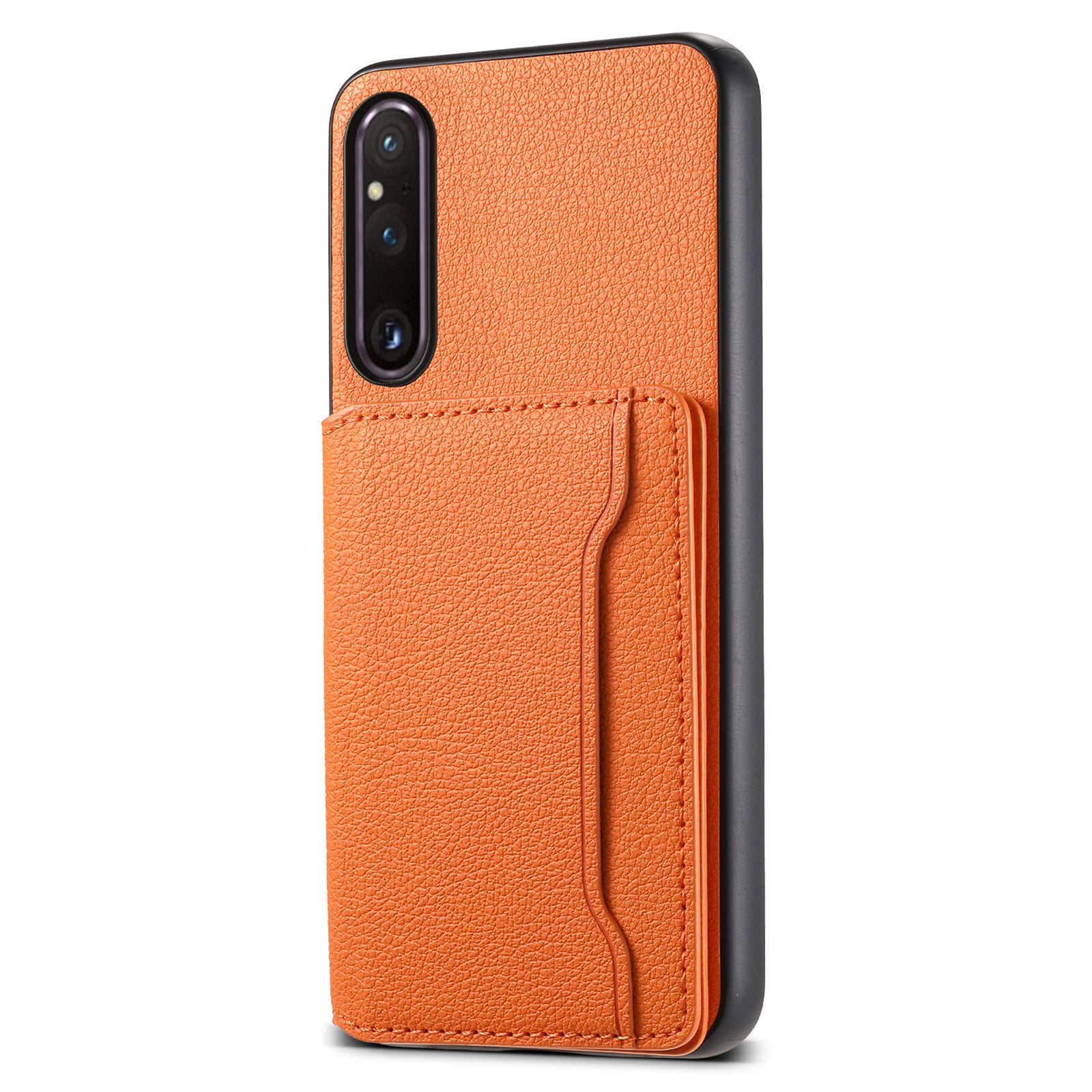 For Sony Xperia 1 V Kickstand Case Leather+PC+TPU Anti-scratch Mobile Phone Cover