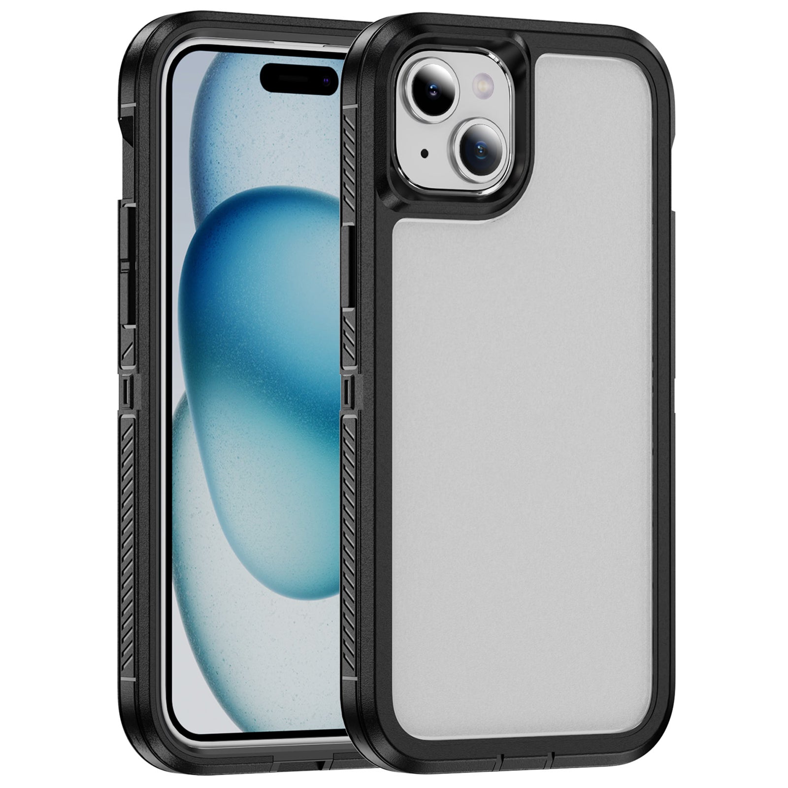 For iPhone 15 Plus / 14 Plus Case TPU+PC Phone Cover Non-slip Side Edge