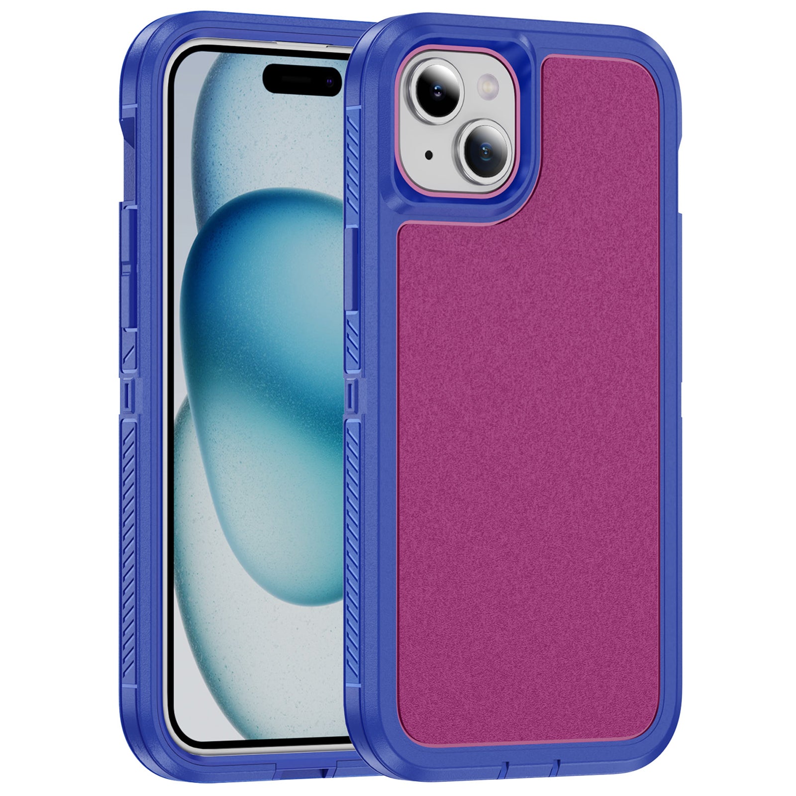 For iPhone 15 Plus / 14 Plus Case TPU+PC Phone Cover Non-slip Side Edge