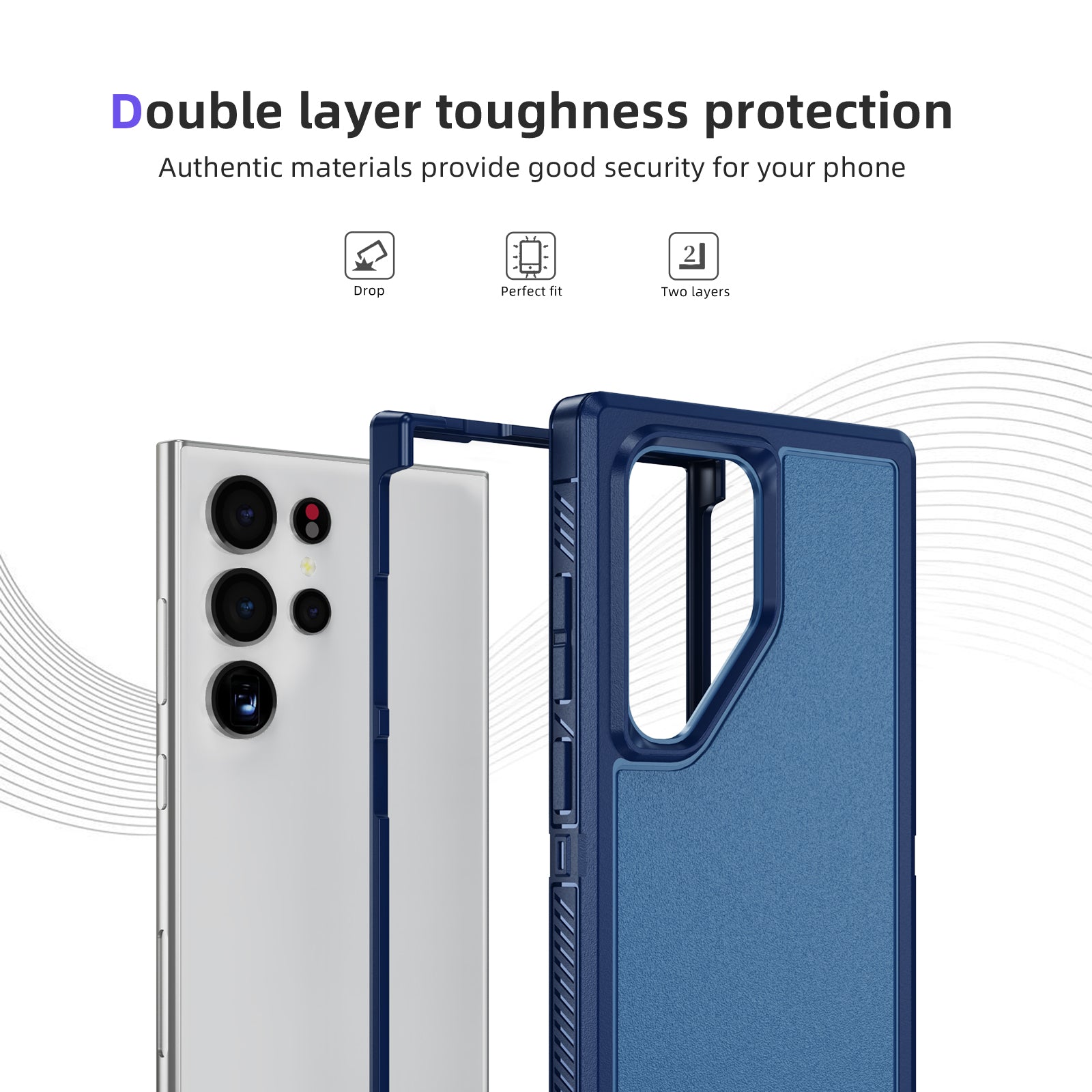 For Samsung Galaxy S24 Ultra Case Anti-Fingerprint Non-Slip TPU+PC Phone Cover