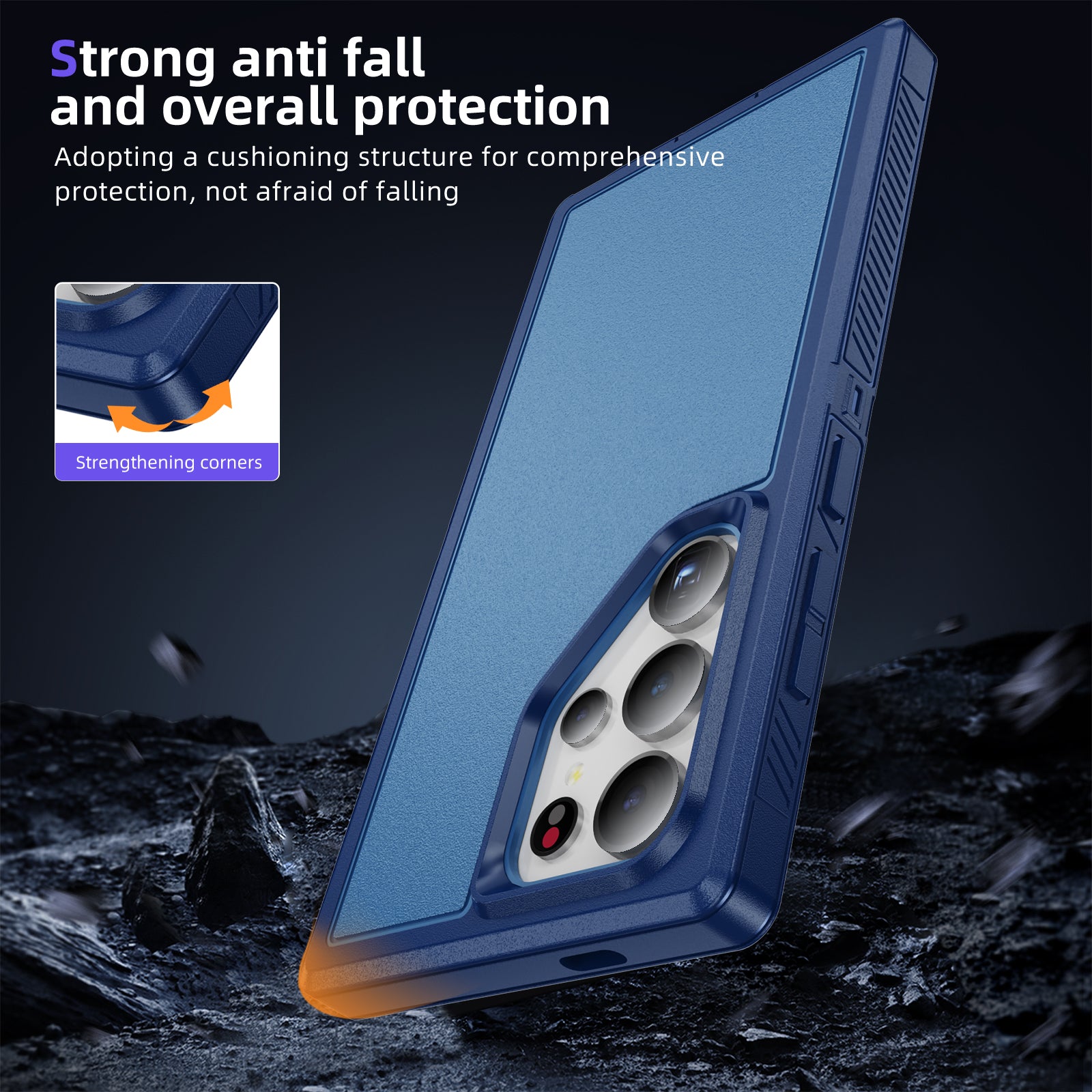 For Samsung Galaxy S24 Ultra Case Anti-Fingerprint Non-Slip TPU+PC Phone Cover