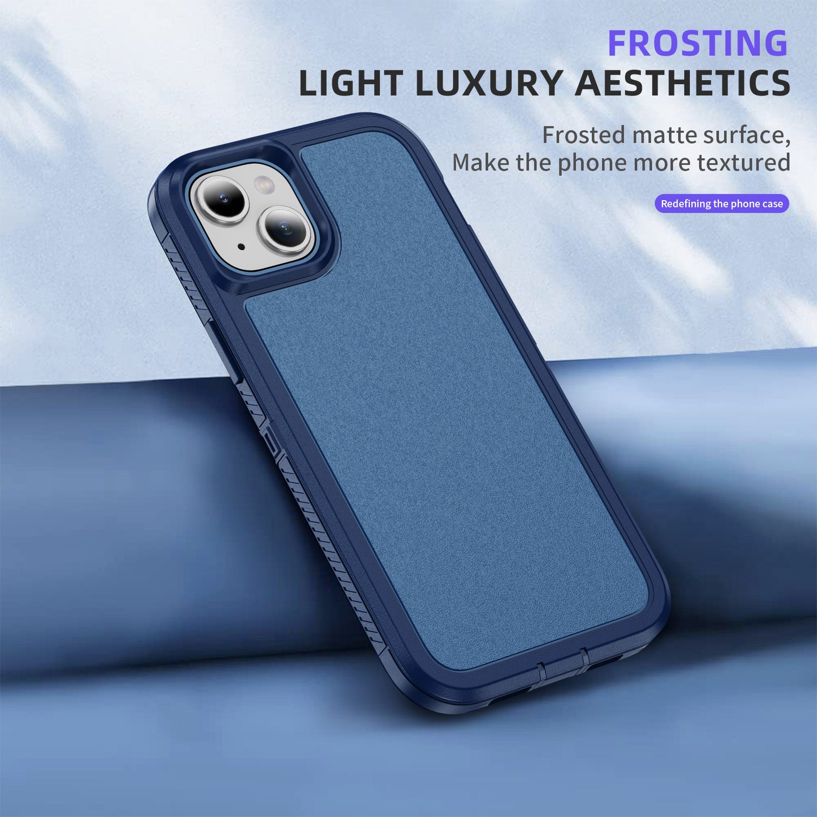 For iPhone 15 Case TPU+PC Anti-Fingerprint Non-Slip Phone Cover