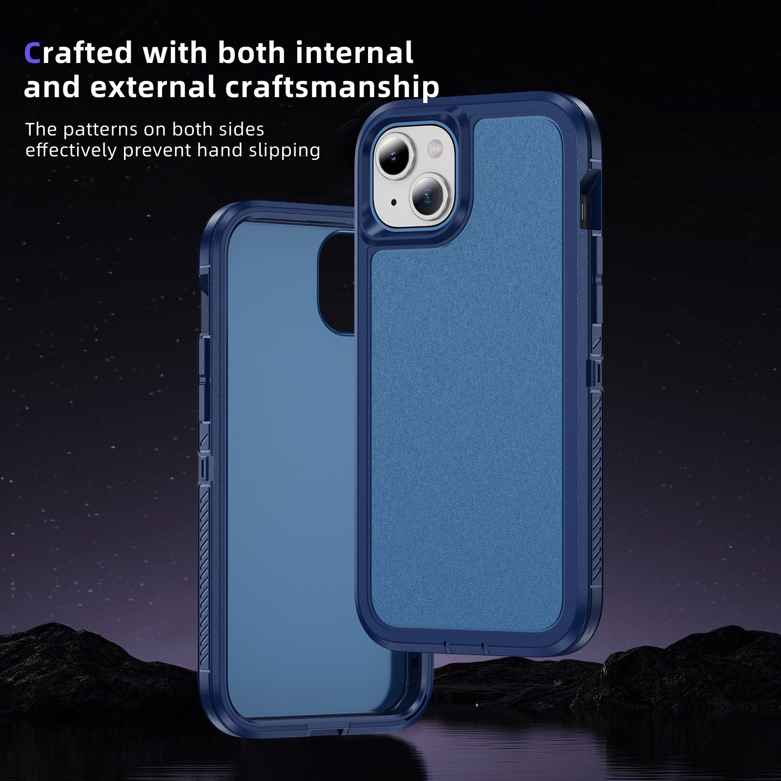 For iPhone 15 Case TPU+PC Anti-Fingerprint Non-Slip Phone Cover