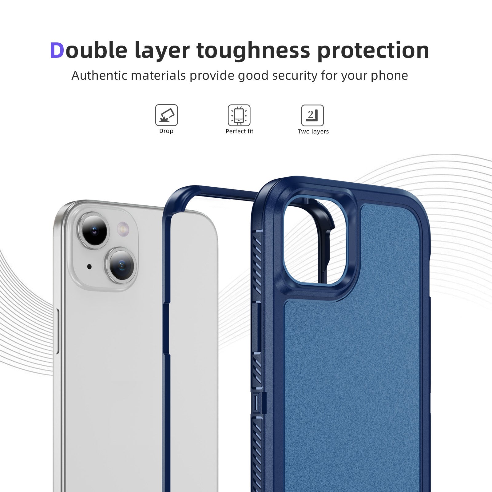 For iPhone 15 Case TPU+PC Anti-Fingerprint Non-Slip Phone Cover