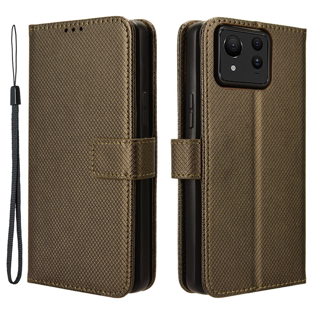 For Asus Zenfone 11 Ultra 5G Wallet Case Diamond Texture PU Leather Flip Phone Cover