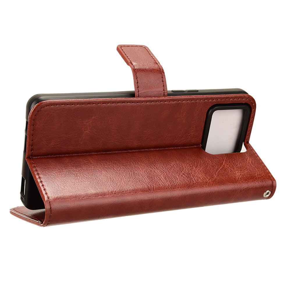 For Asus Zenfone 11 Ultra 5G Case Crazy Horse Texture Scratch-proof Phone Cover with Folding Stand