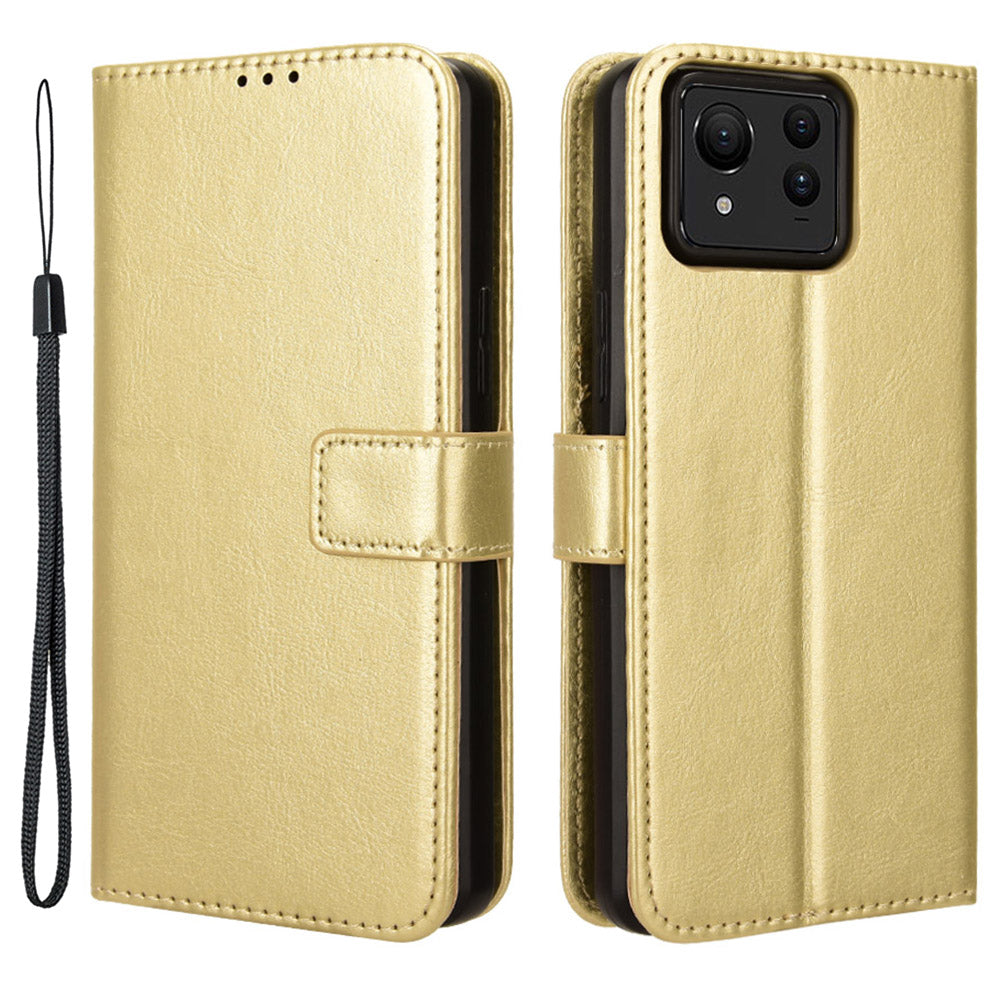 For Asus Zenfone 11 Ultra 5G Case Crazy Horse Texture Scratch-proof Phone Cover with Folding Stand