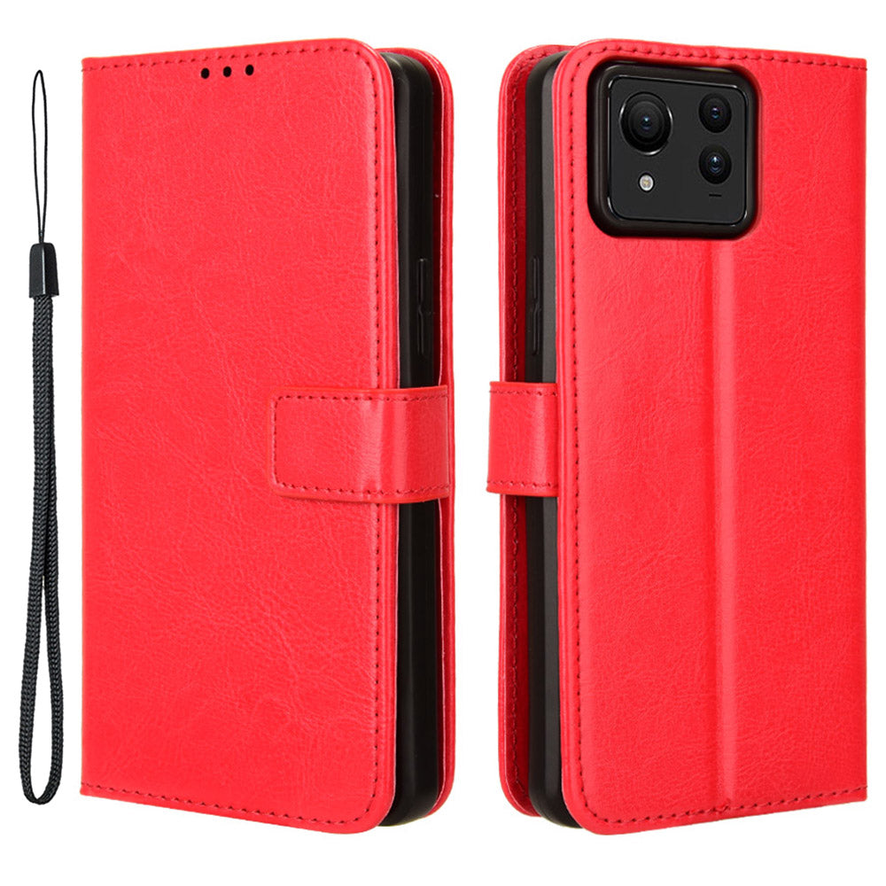 For Asus Zenfone 11 Ultra 5G Case Crazy Horse Texture Scratch-proof Phone Cover with Folding Stand