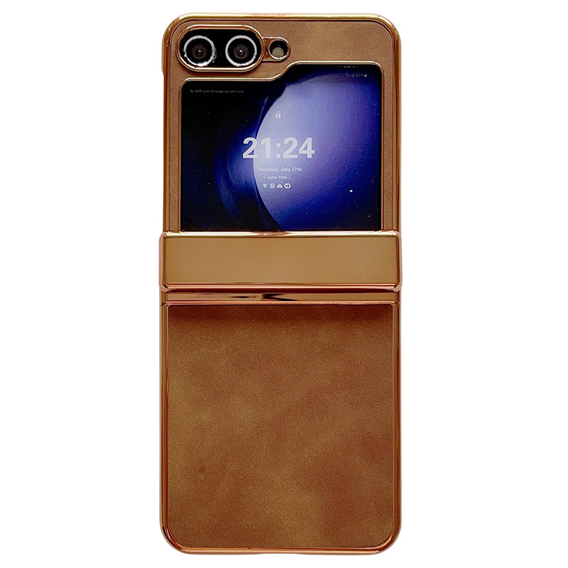 For Samsung Galaxy Z Flip5 5G Case Hinge Protection Leather+PC Phone Cover