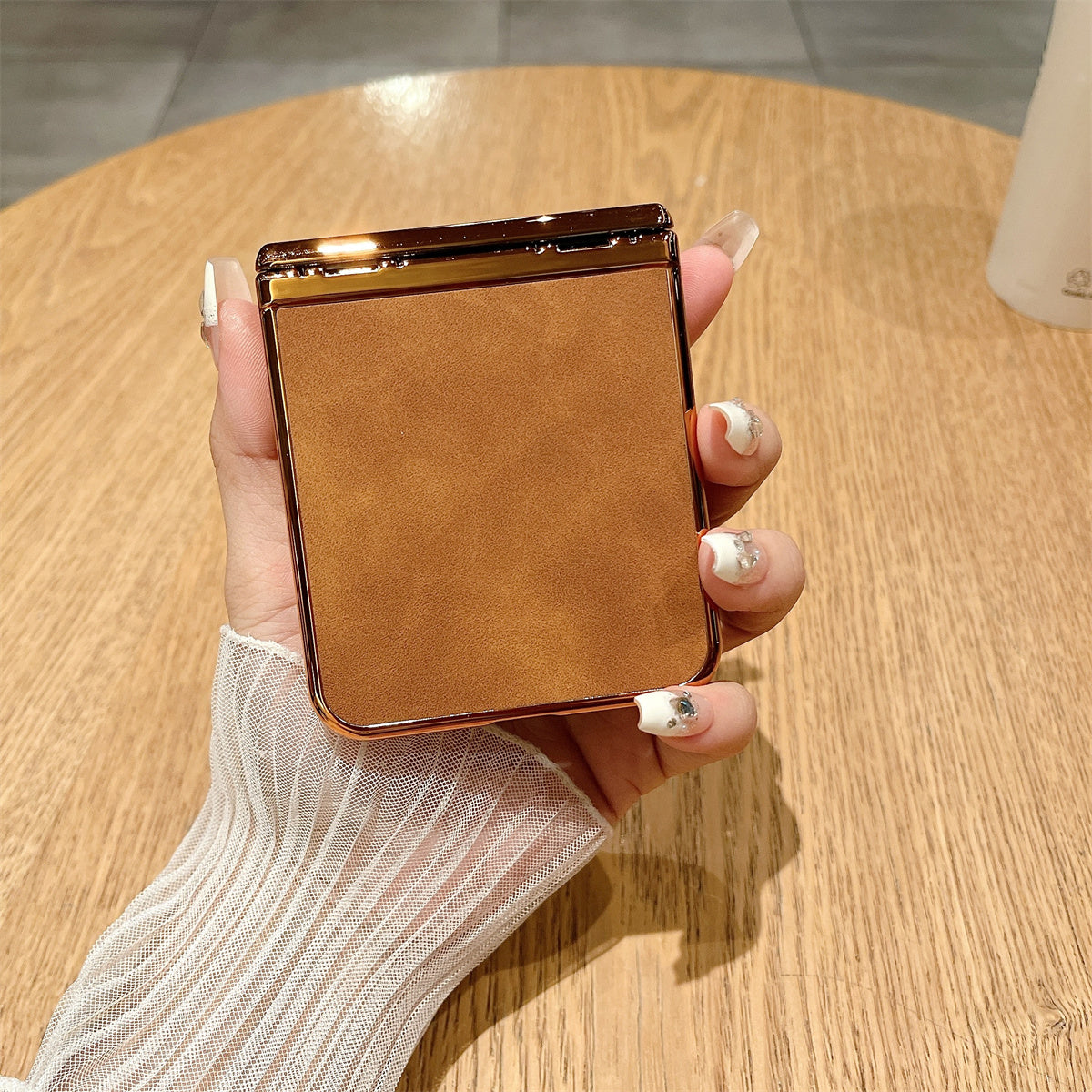 For Samsung Galaxy Z Flip5 5G Case Hinge Protection Leather+PC Phone Cover