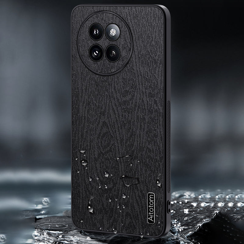 For Xiaomi Civi 4 Pro 5G Cell Phone Case Wood Texture Leather Coating PC+TPU Hybrid Shell