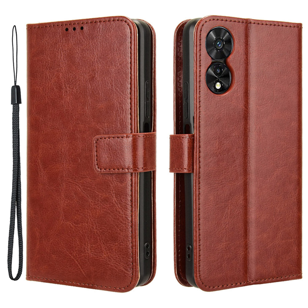 For TCL 50 SE Case Anti-Drop PU Leather Crazy Horse Texture Phone Cover