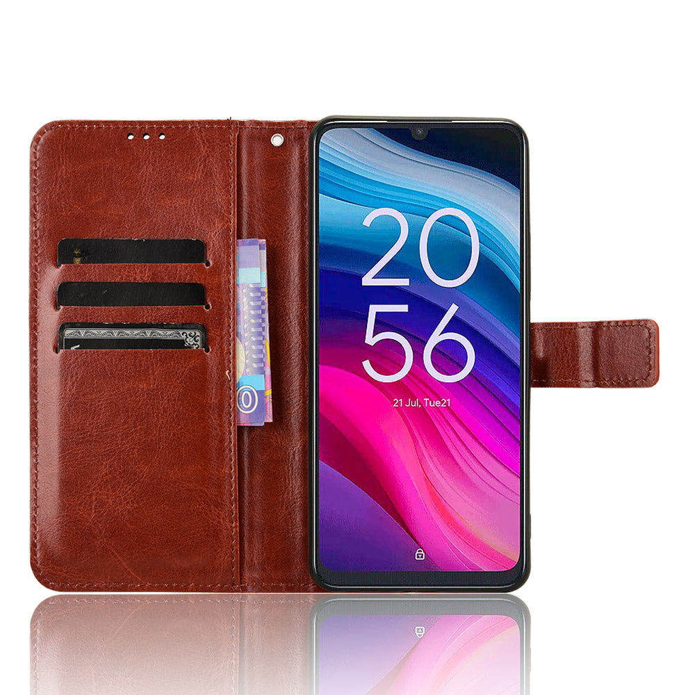 For TCL 50 SE Case Anti-Drop PU Leather Crazy Horse Texture Phone Cover