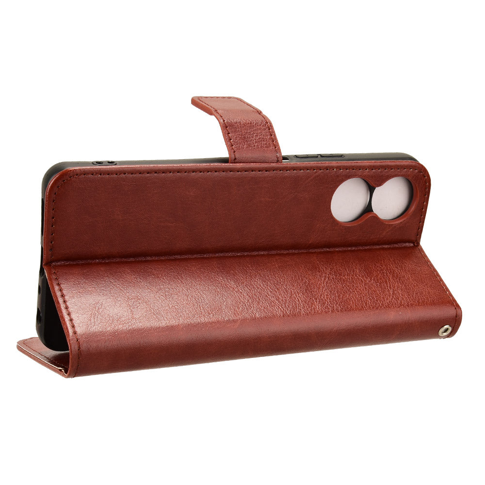 For TCL 50 SE Case Anti-Drop PU Leather Crazy Horse Texture Phone Cover